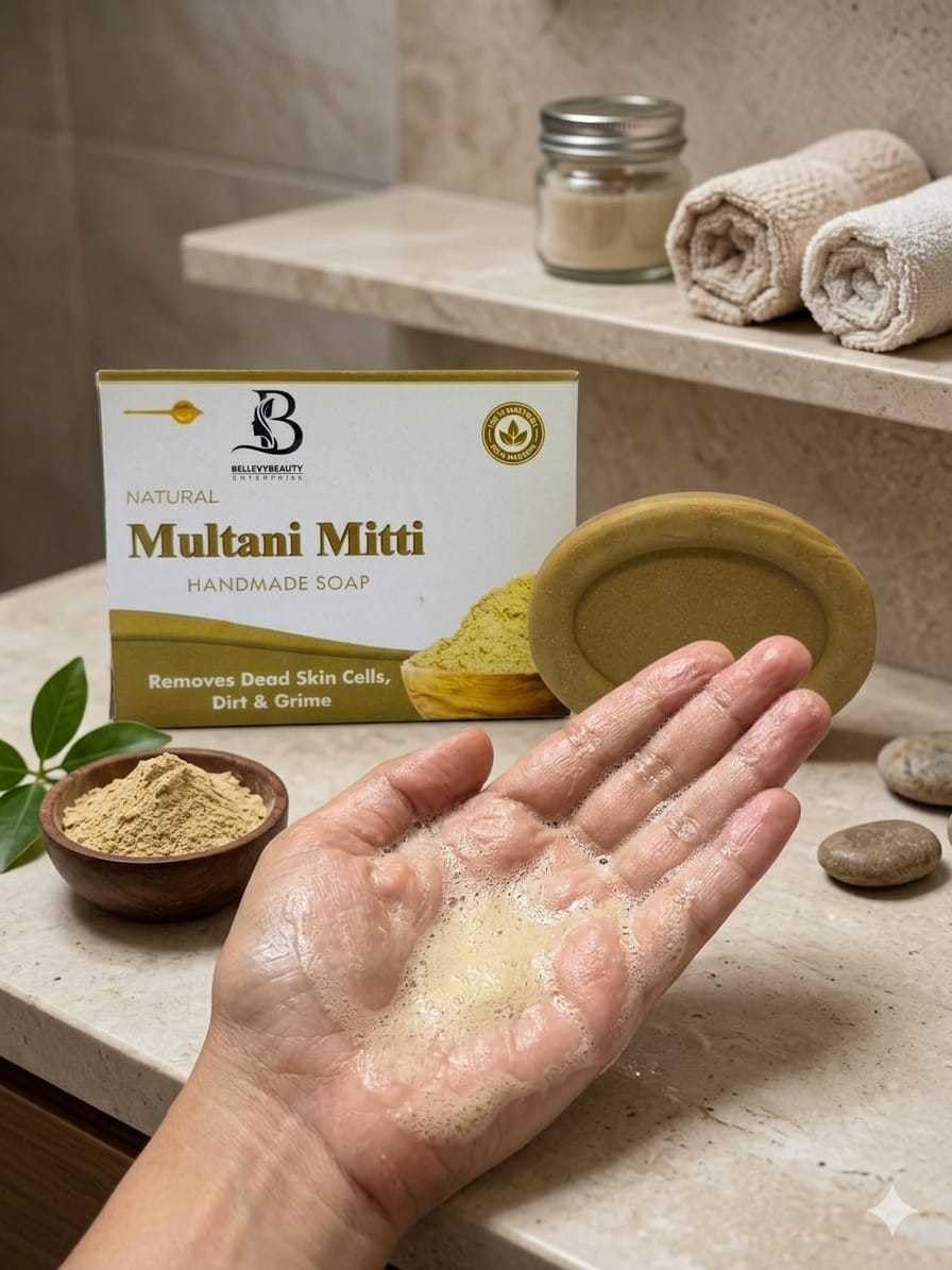 NATUREBLISS Multani Mitti Natural Handmade Soap | Herbal Bath Soap for Glowing Skin | Deep Cleansing | Moisturizing | Face & Body Soap | Soft Smooth Skin Care S