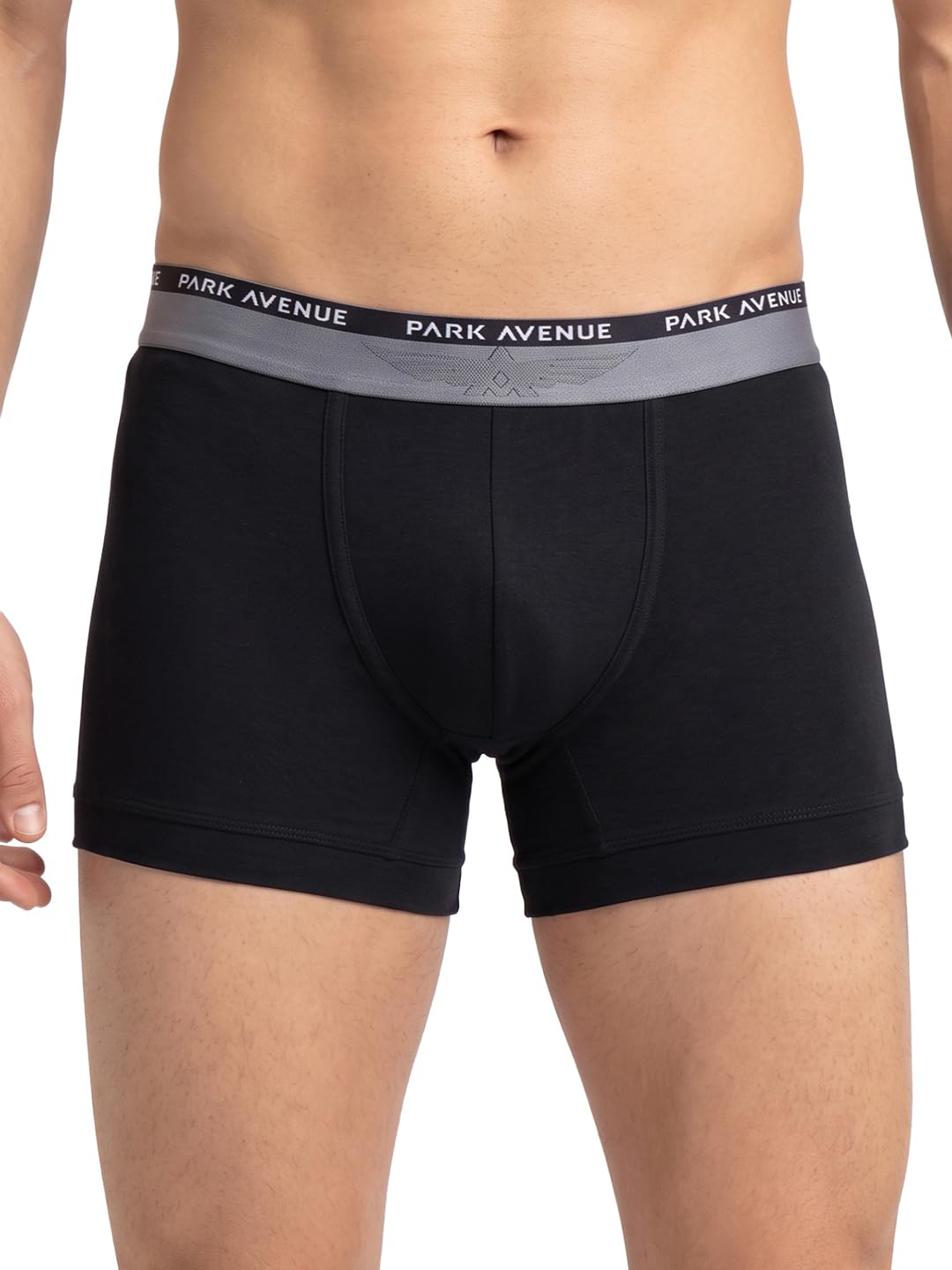 Park Avenue Men Regular Fit Solid Pattern Cotton Spandex Blend Trunk 100 CM Black