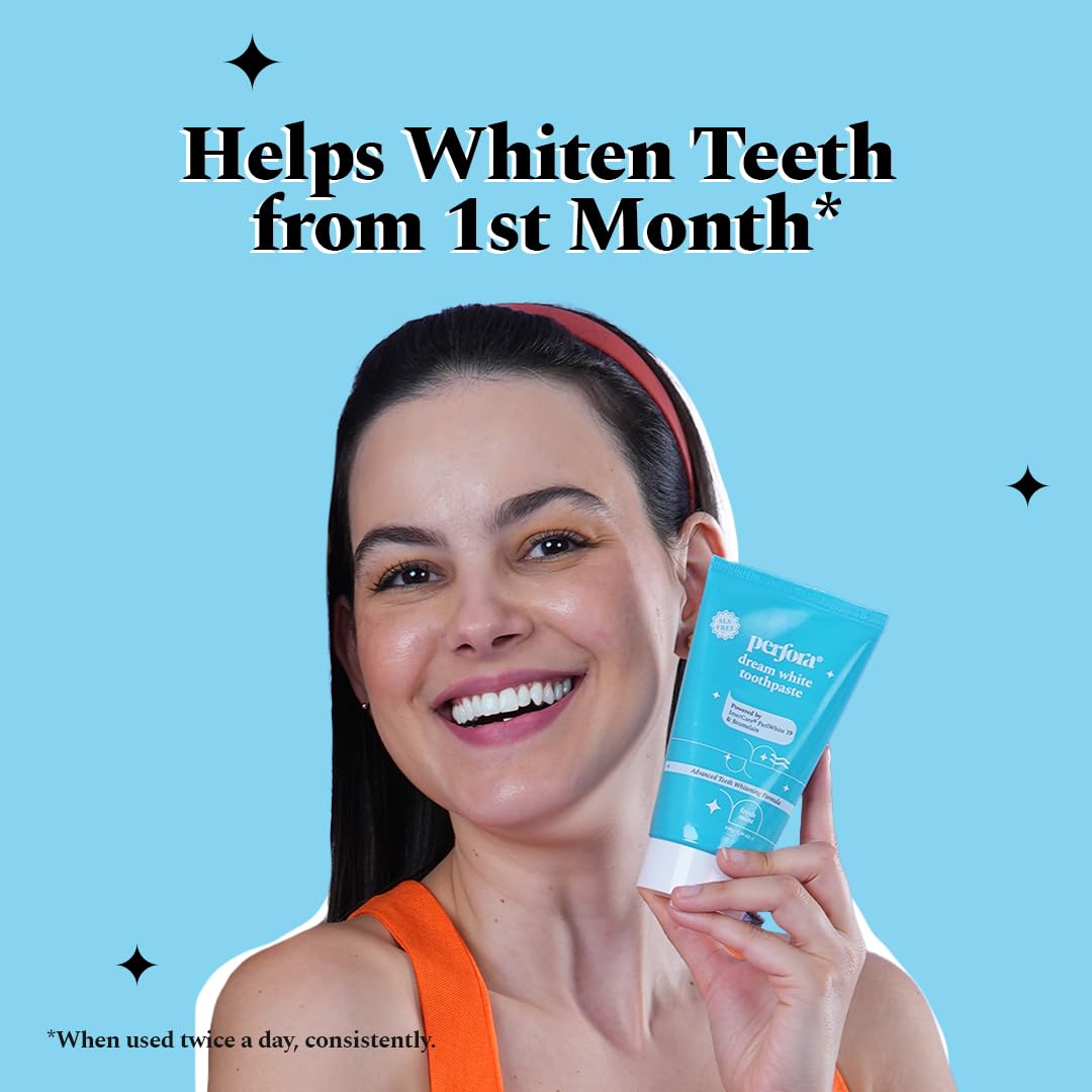 Perfora Teeth Whitening Toothpaste For Stain Removal - 150 g | SLS Free Tooth Paste For Adult & Kids | Fluoride Free Hydroxyapatite For Teeth Remineralisation &