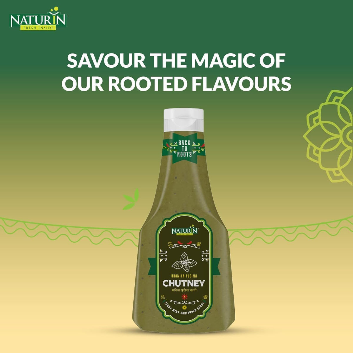 Naturin Dhaniya Pudina Chutney – Classic Mint & Coriander Sauce | Spicy, Tangy, Vegan & Gluten-Free | Perfect for Chaat, Samosa, Snacks