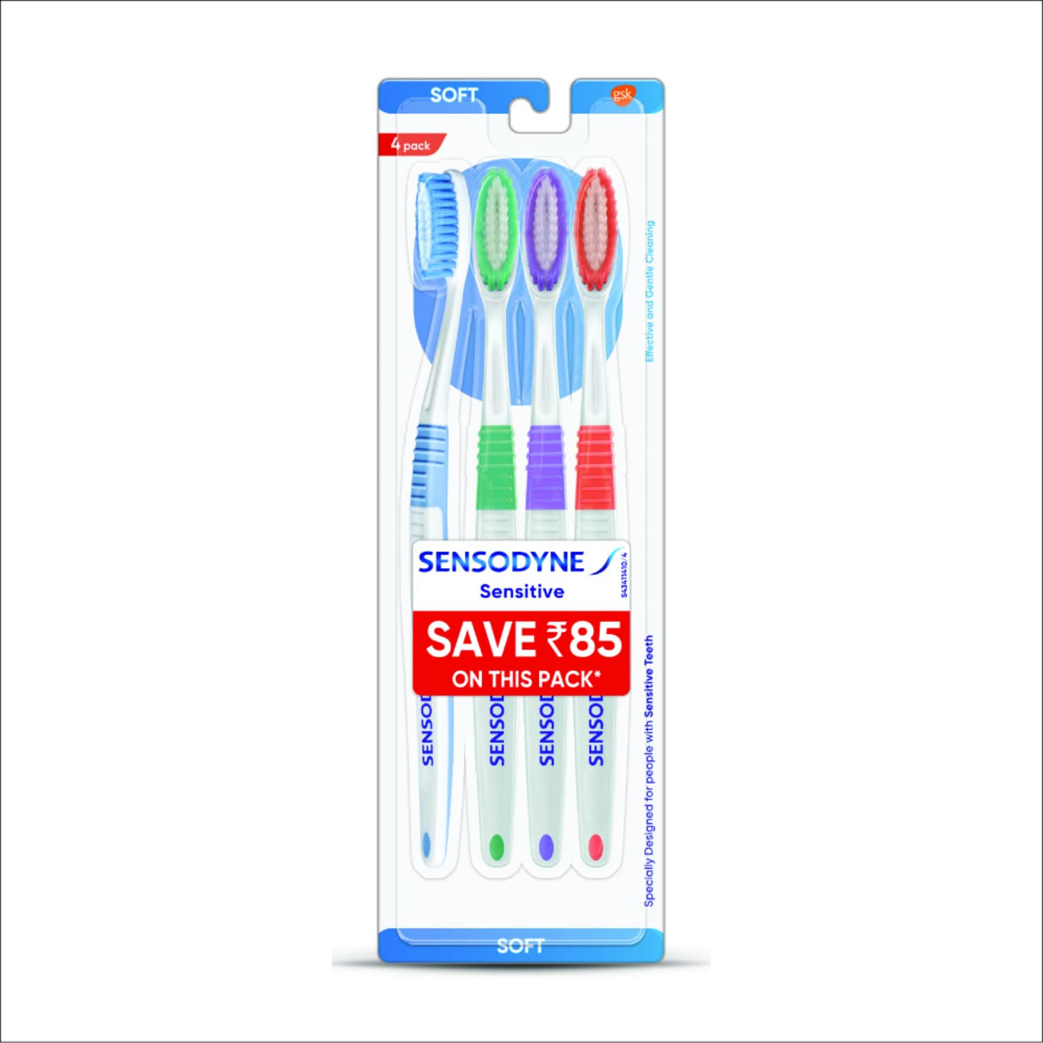 Sensodyne Sensitive Toothbrush | Soft Rounded Bristles Tooth Brush | Effective Cleaning, Gentle on Teeth, Toothbrush Set Pack of 4, Multicolour | Dentist Recommended Brand