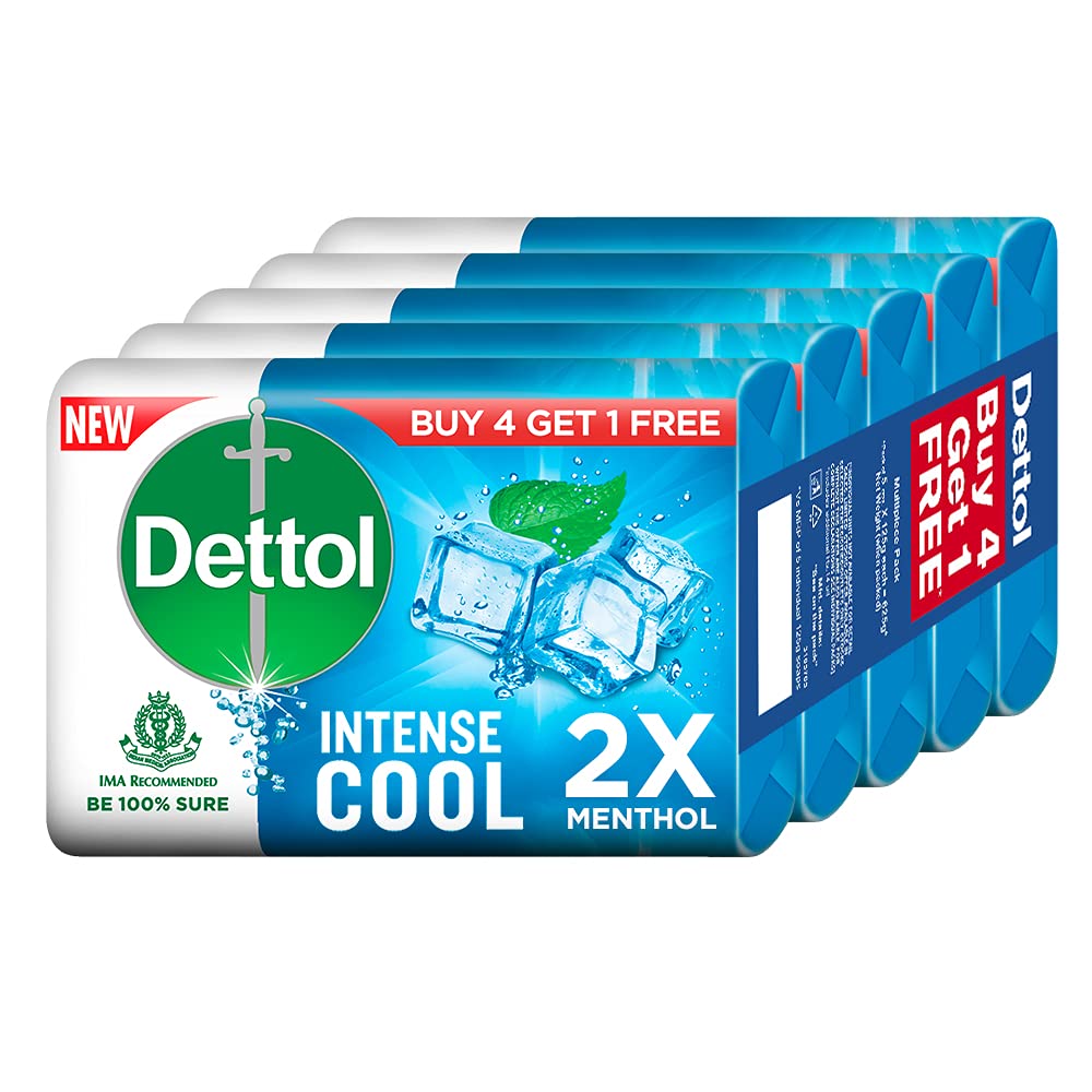 Dettol Cool Germ Protection Bathing Soap Bar, 125Gm (Pack Of 5) + Original Germ Protection Bathing Soap Bar, 125 Gm, Pack Of 5