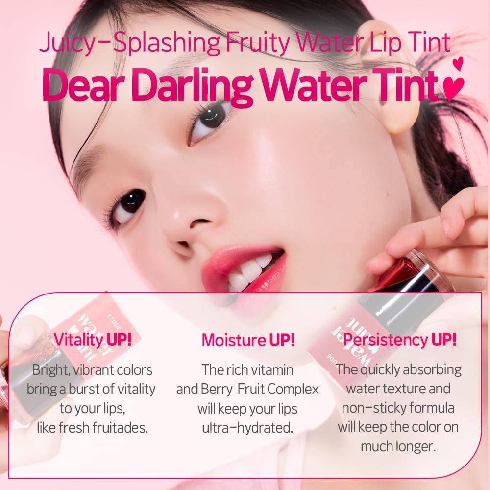 ETUDE Dear Darling Water Gel Luminous Lip & Cheek Tint| Long Lasting, Waterproof, Smudgeproof |Korean Makeup|Shade-05,Grapefruit Ade-9gm
