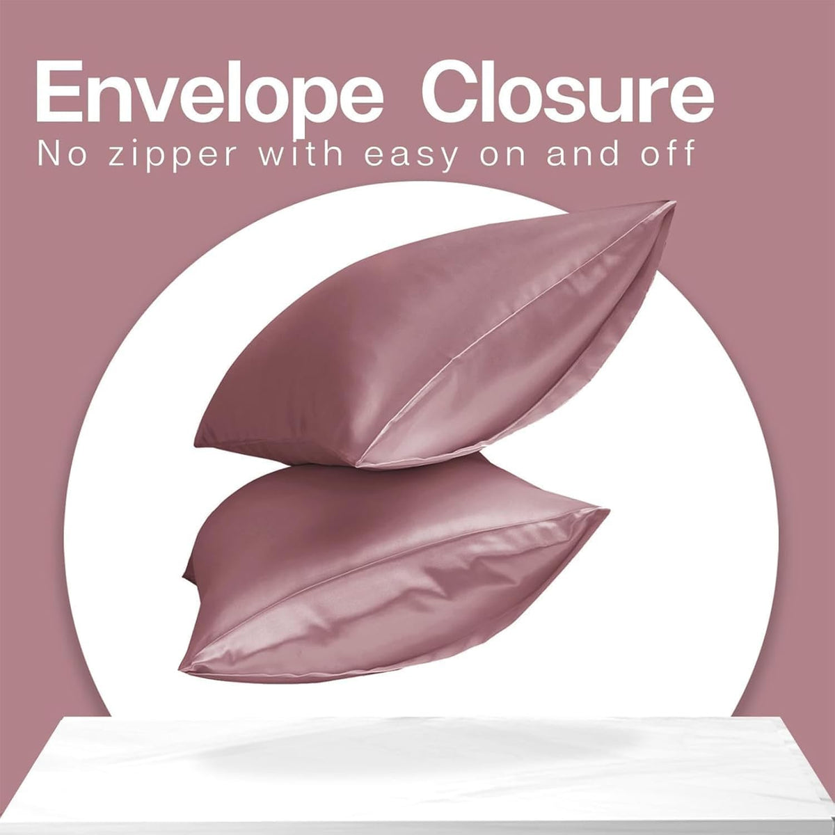 SKVM Satin Silk Pillow Covers Set of 2 for Hair and Skin scrunchies Set for Women 3-Pieces Pillowcase Soft Breathable Smooth Sleeping Envelope Closure Cover Bed
