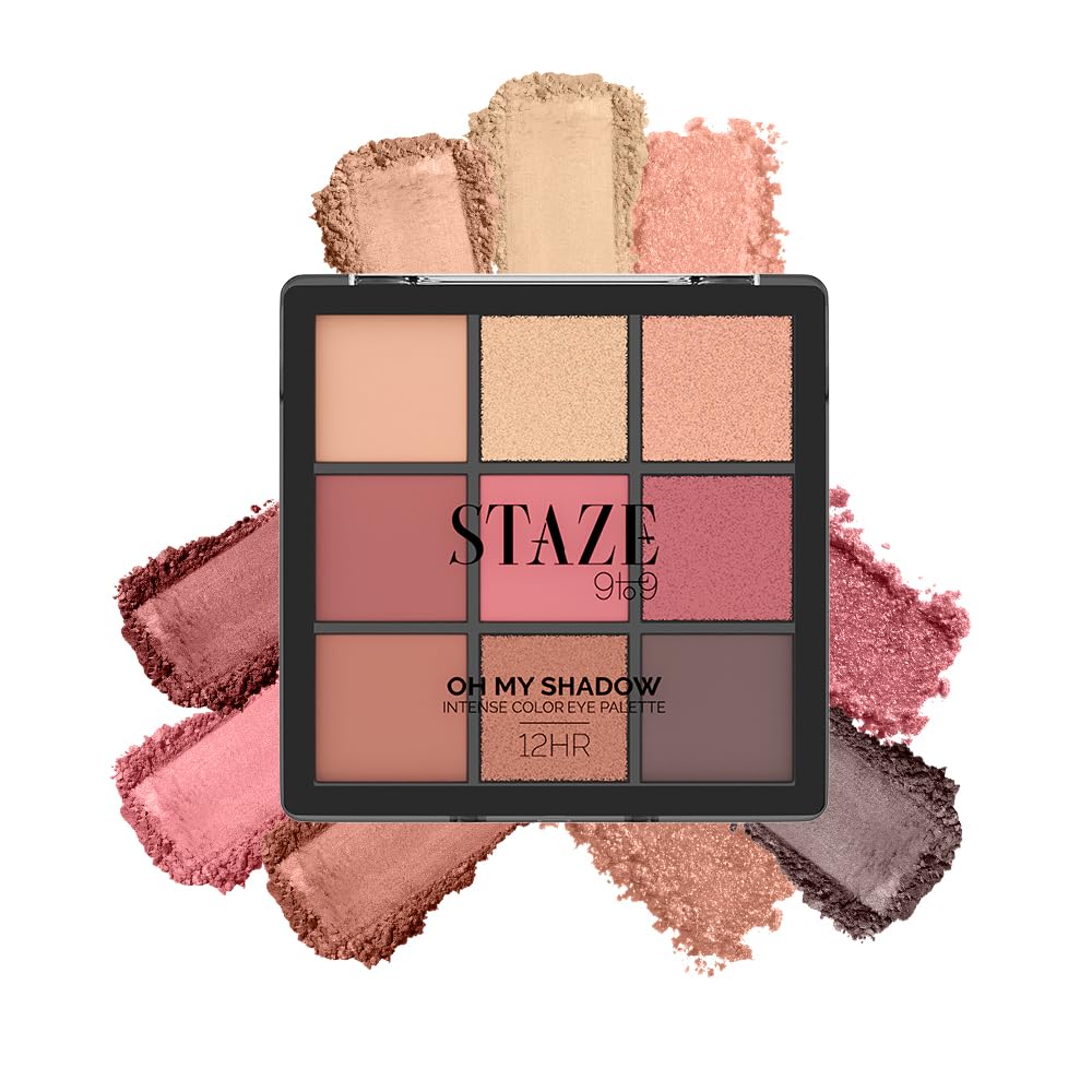Staze 9to9 Oh My Shadow Eye Palette Ultra-pigmented 12 Hrs Long Lasting and Easily Blendable Mix of Matte & Shimmer Eyeshadows 01 Cocktail 11g
