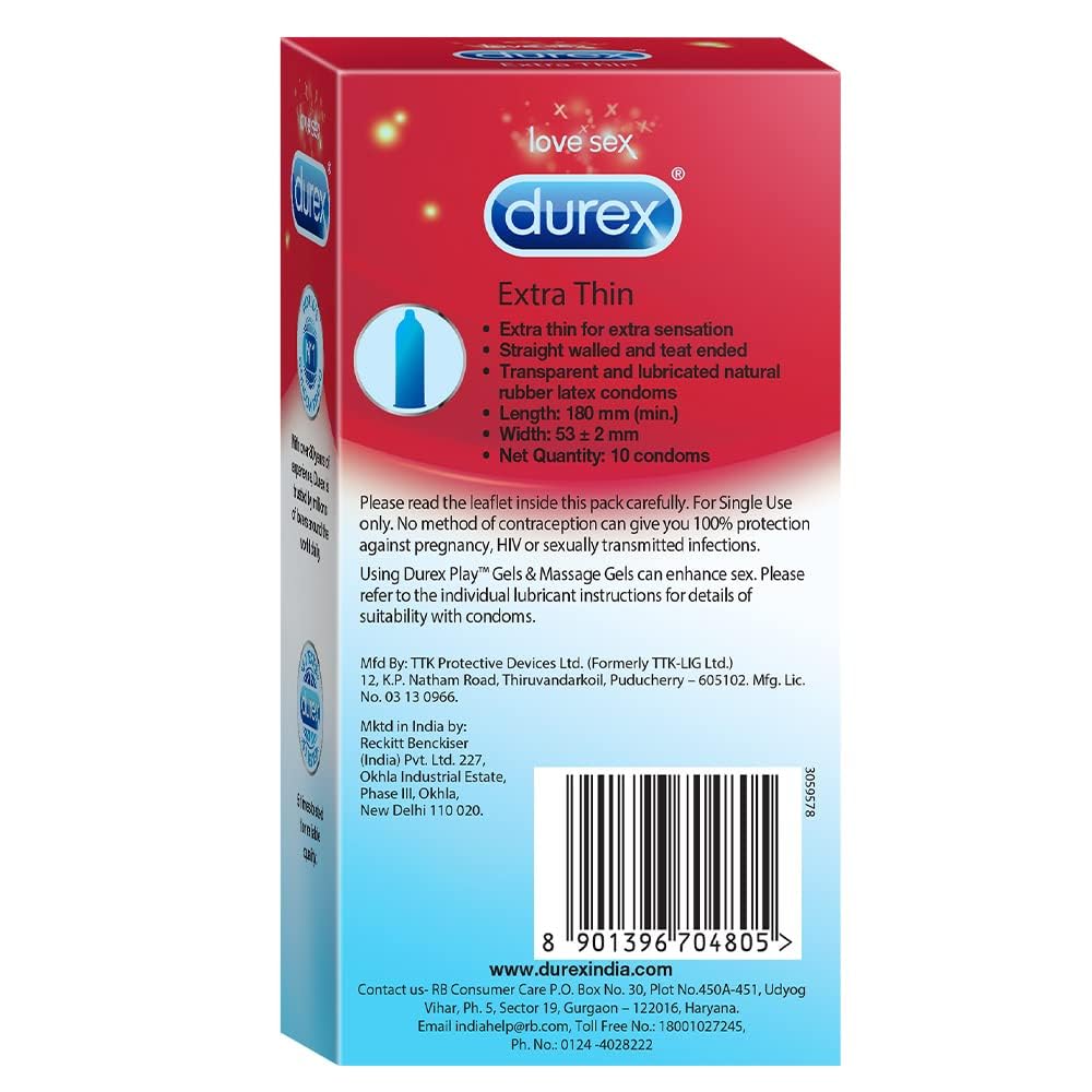 Durex Extra Thin - Pack of 10 Condoms
