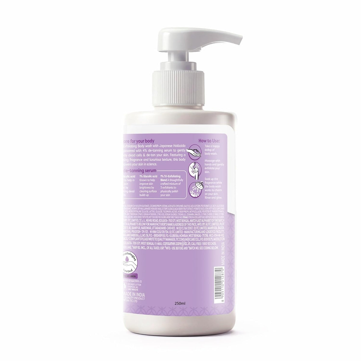 Fiama 4% Detan Serum Exfoliating Body Wash 250ml, 2% Salicylic Acid, 1% Glycolic Acid, 1% Exfoliating Tan Removal Shower Gel, Gently removes dead skin | Exotic