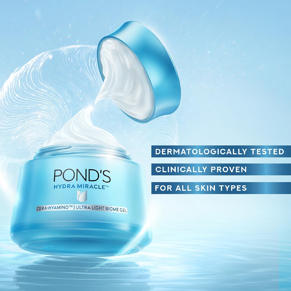 Pond's Ultra Light Biome Gel 50 g | With Cera-Hyamino | 3x skin resilience for stronger, plump, radiant skin