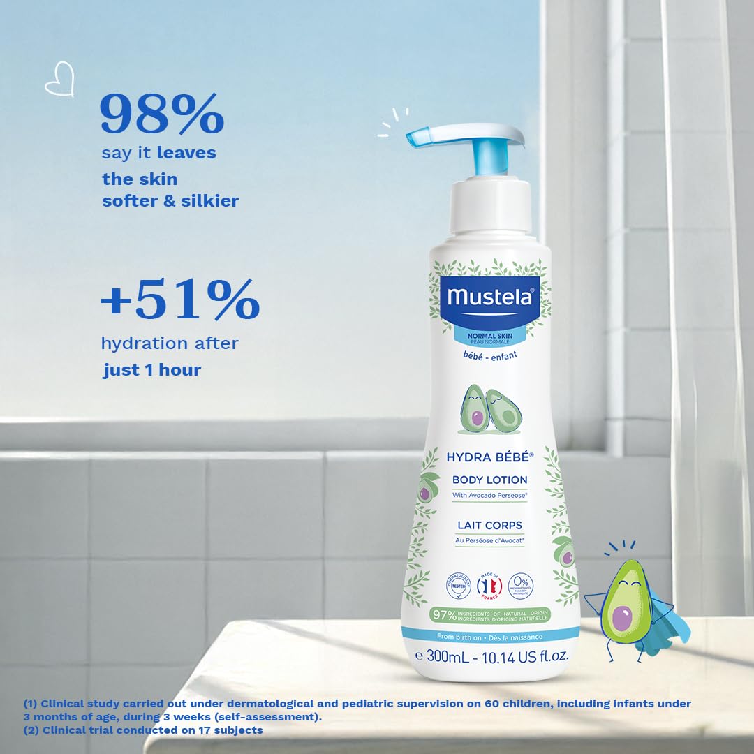 Mustela Hydra Bebe Body Lotion with Avocado 300ml | Baby Cream & Moisturizer for Face & Body | Baby Body Lotion for Newborns 0–5 Years | Organic Skincare | Idea