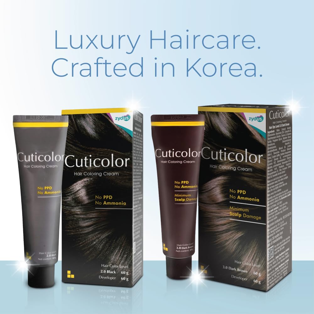 Cuticolor Permanent Hair Color Cream| Dr prescribed| Eco Mechanism for Preserving Scalp Health| No Ammonia| No PPD| Enriched with Portulaca & Boseivela Extracts