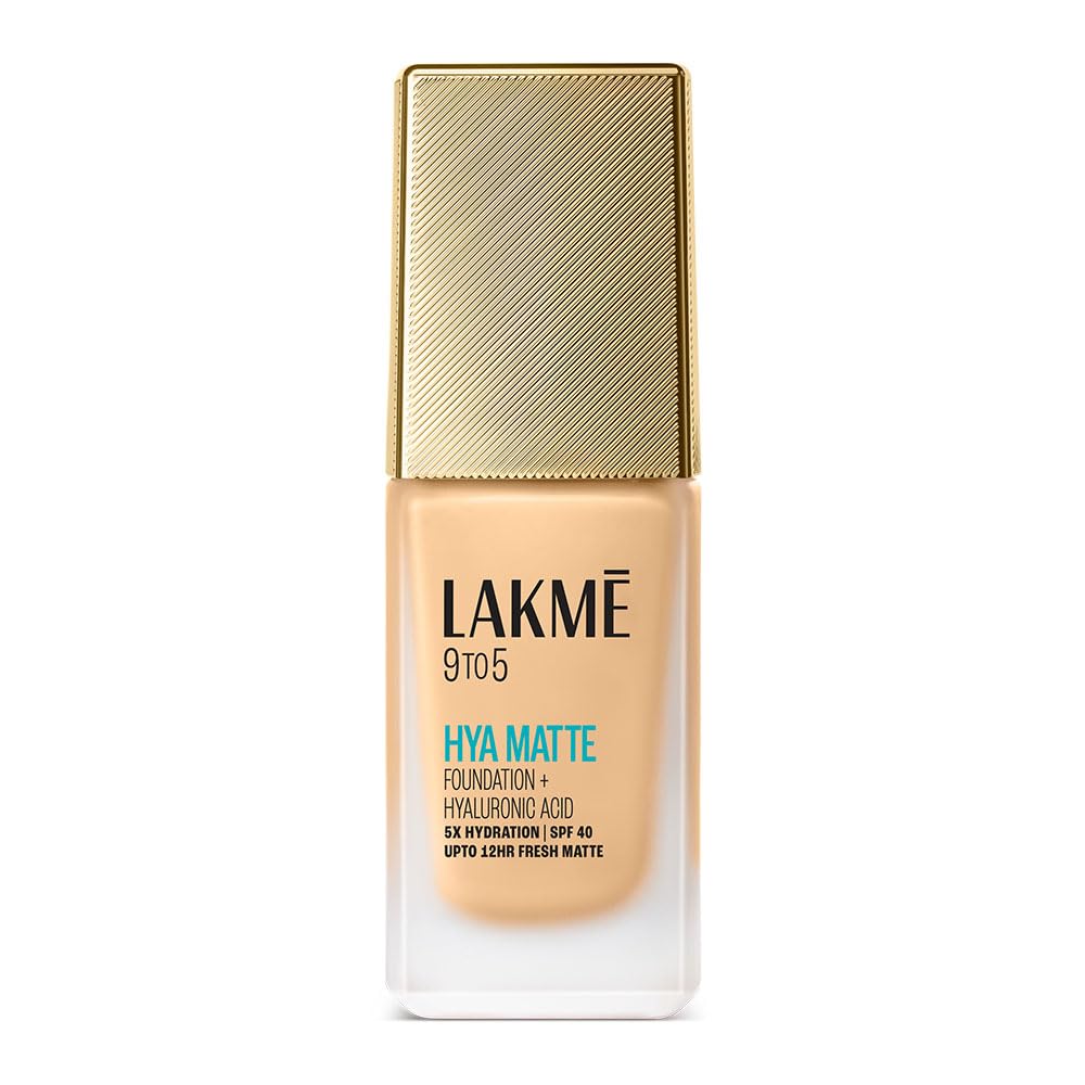 LAKMÉ 9to5 Hya Matte Full Coverage, All Skin type Foundation + Hyaluronic Acid Warm Creme - 25ml 25 ml (Pack of 1) Warm Creme