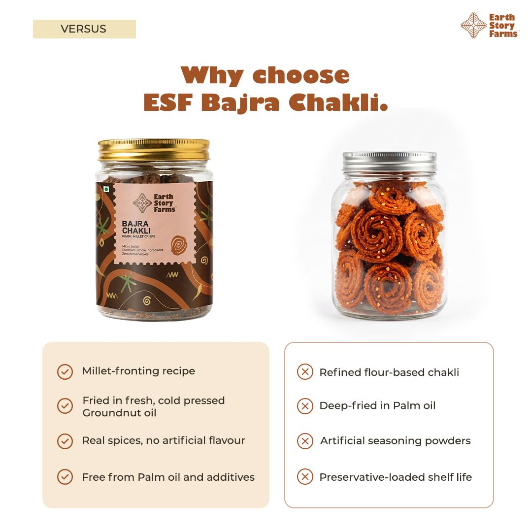 Bajra Chakli | Pearl Millet Crisps | Guilt free snacks | No preservatives | No palm oil | 150 grams