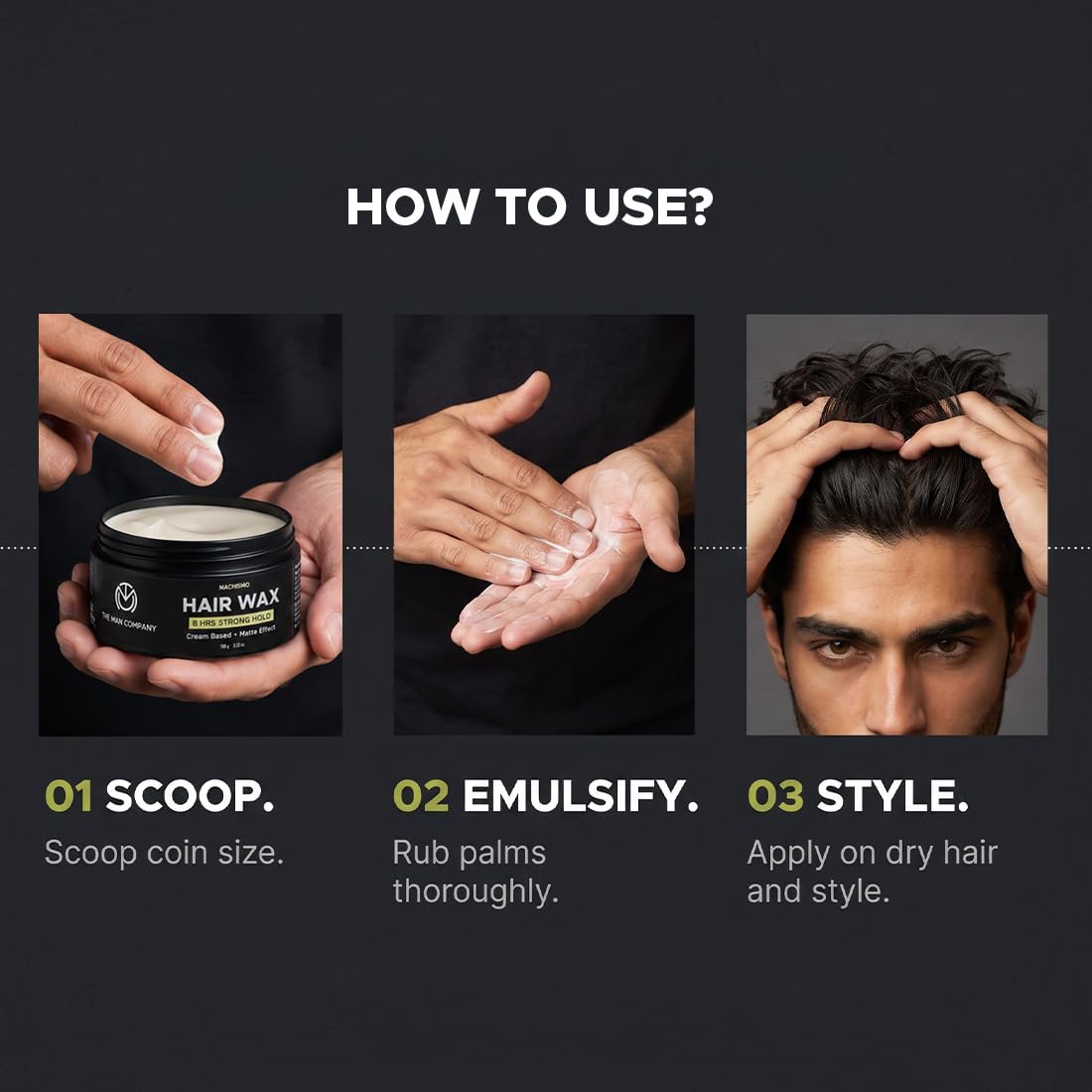 The Man Company Machismo Stronghold Hair Cream Wax for Men | Up-to 12 Hours Strong Hold | Enriched with Vitamin E & Almond Oil | Stylish Matte Finish with Volum