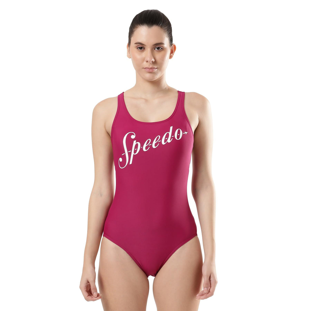 Speedo Women's Heritage Logo Racerback One Piece V-Cut Swimming Costume Swimwear