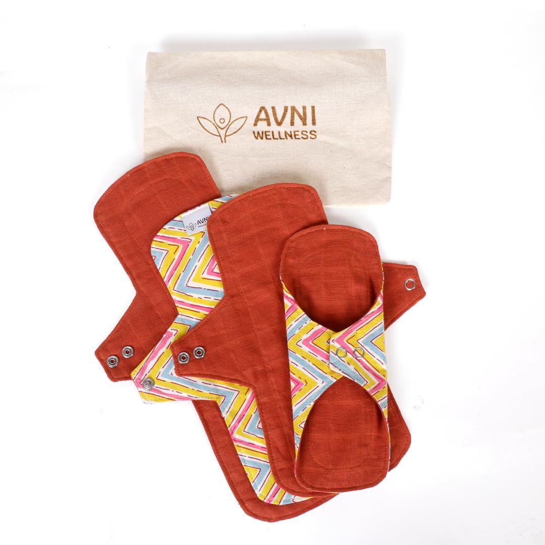 Avni Lush Reusable Daily Panty Liners, XL (300MM), Pack of 4 | Organic Cotton | White discharge | Travel liner | Spotting Days | Breathable | Odour control | Da
