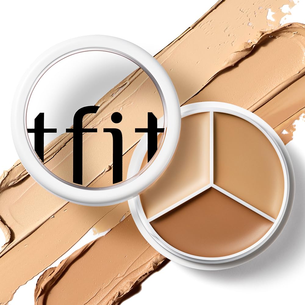TFIT Multi-Use Pot Concealer - Triple Palette | High-Pigmented, Full Coverage & Crease-Proof | Korean Concealer for Dark Circles, Redness & Blemishes, 01 NEUTRA