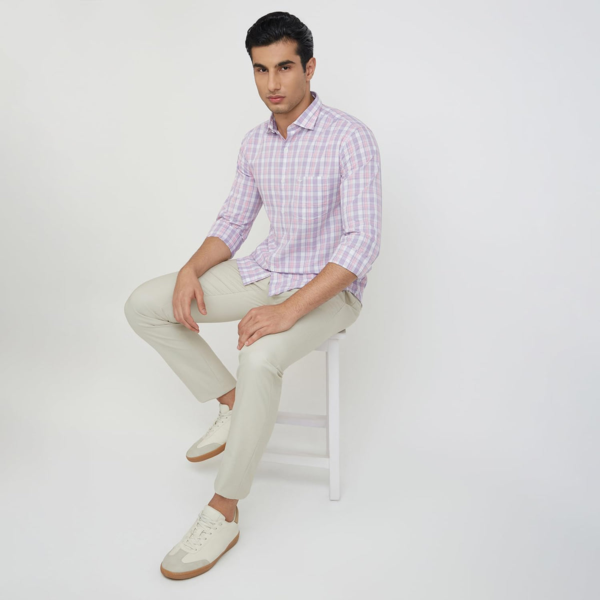 Park Avenue Men's Cotton Regular Fit Shirt 39 Medium Violet