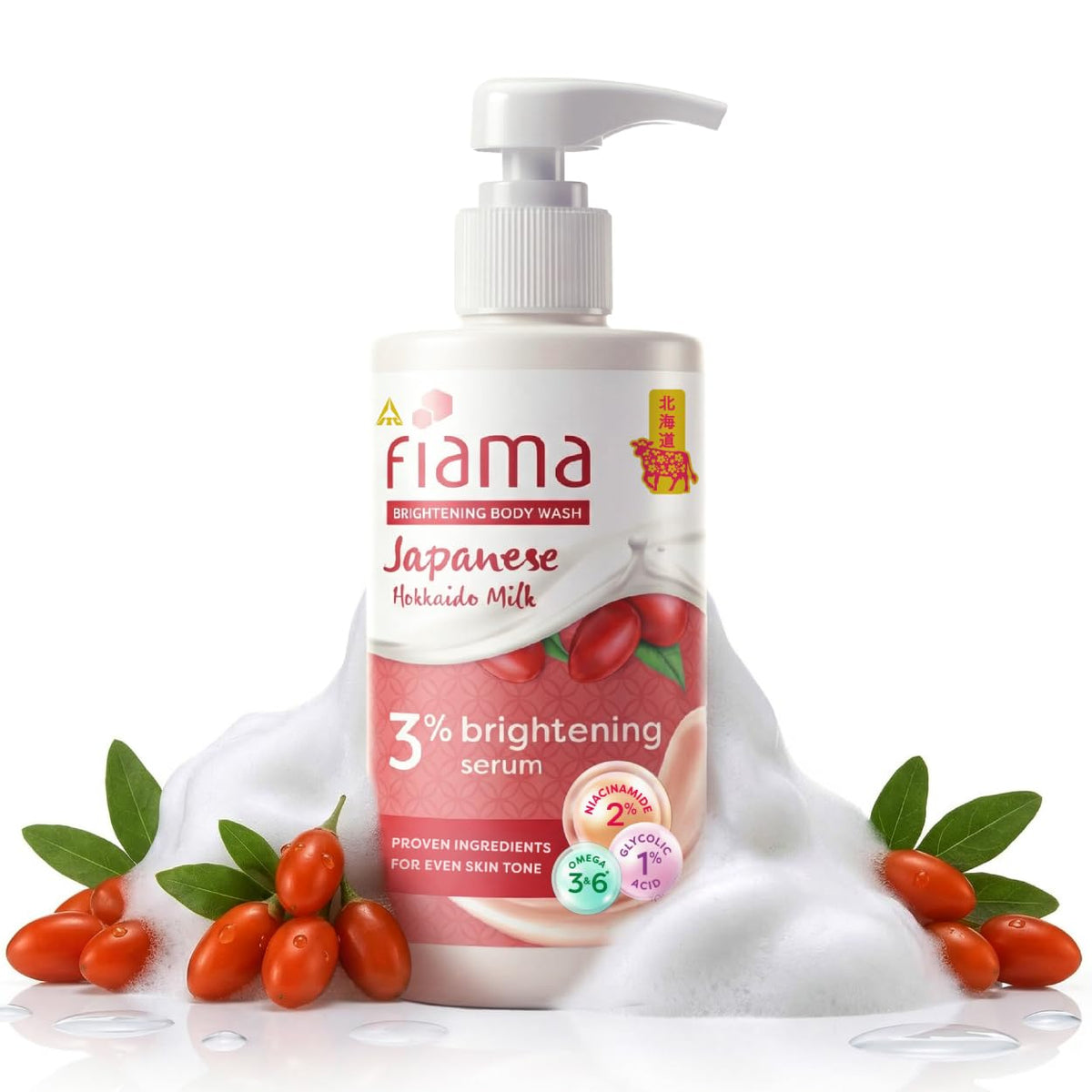 Fiama 4% Detan Serum Exfoliating Body Wash 250ml, 2% Salicylic Acid, 1% Glycolic Acid, 1% Exfoliating Tan Removal Shower Gel, Gently removes dead skin | Exotic