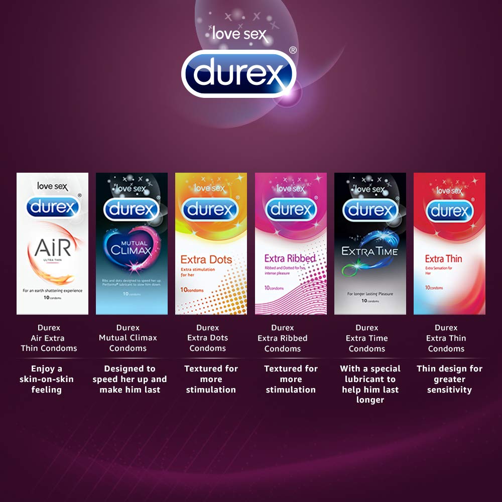 Durex Condoms Combo (Air 10s, Extra Thin 10s), 10 Count, Pack of 3