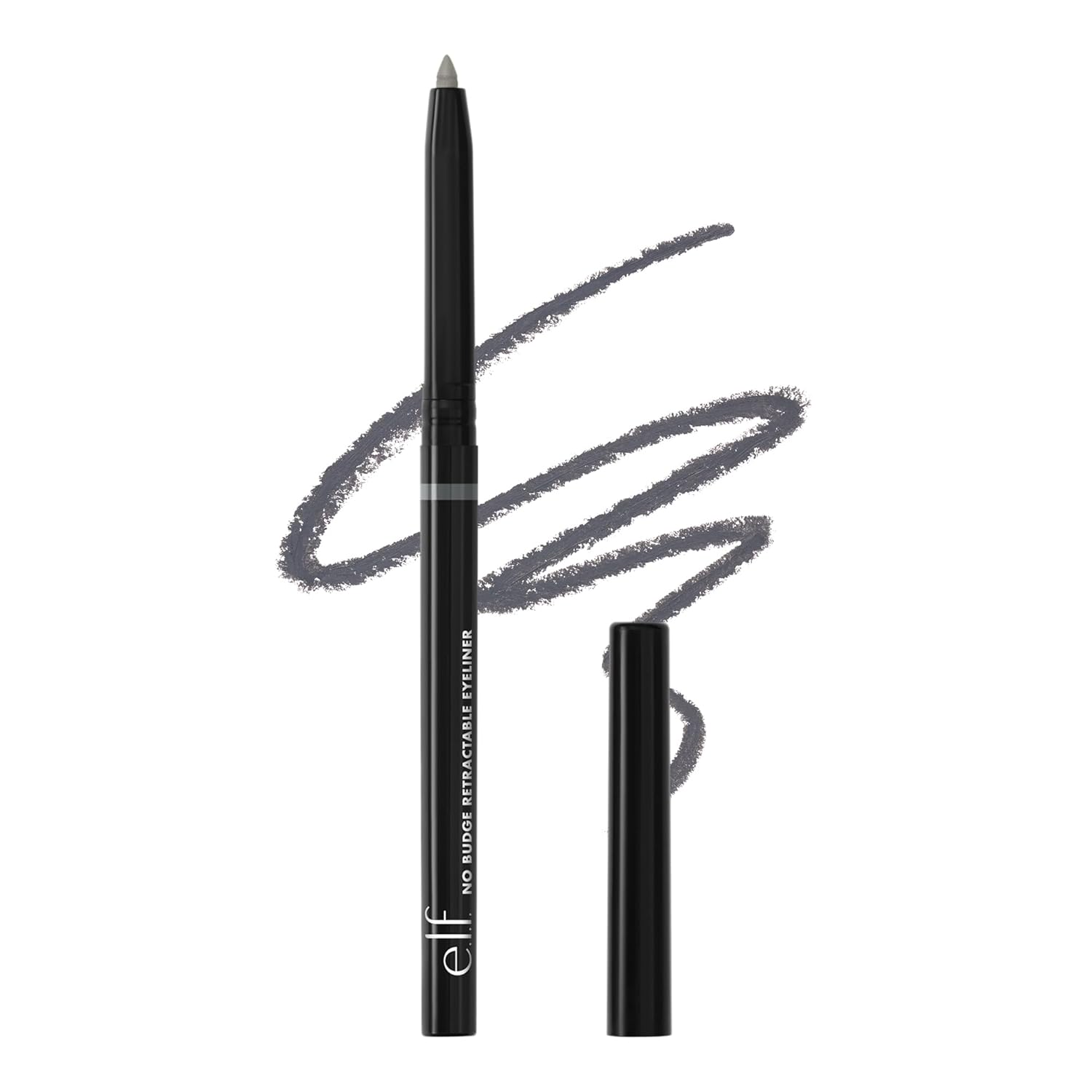 e.l.f. No Budge Retractable Eyeliner, Creamy, Ultra-Pigmented & Waterproof, Creates Bold & Defined Lines, Vegan & Cruelty-Free, Grey