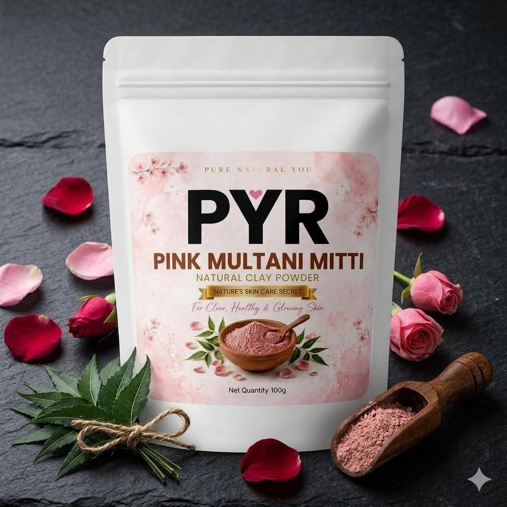 PYR- NATURAL PINK MULTANI MITTI POWDER FOR FACE, SKIN 100g