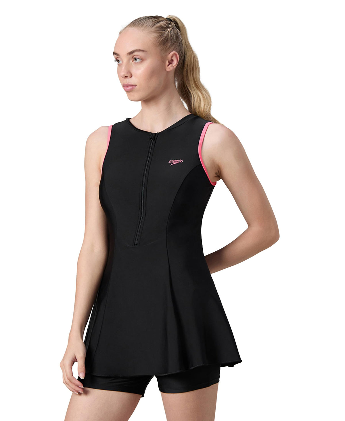 Speedo Women's Endurabrite Closedback Swimdress with Boyleg | Swimming Costume | Swimming Suit for Women | Chlorine Resistance | UPF 40+ Sun Protection | Remova