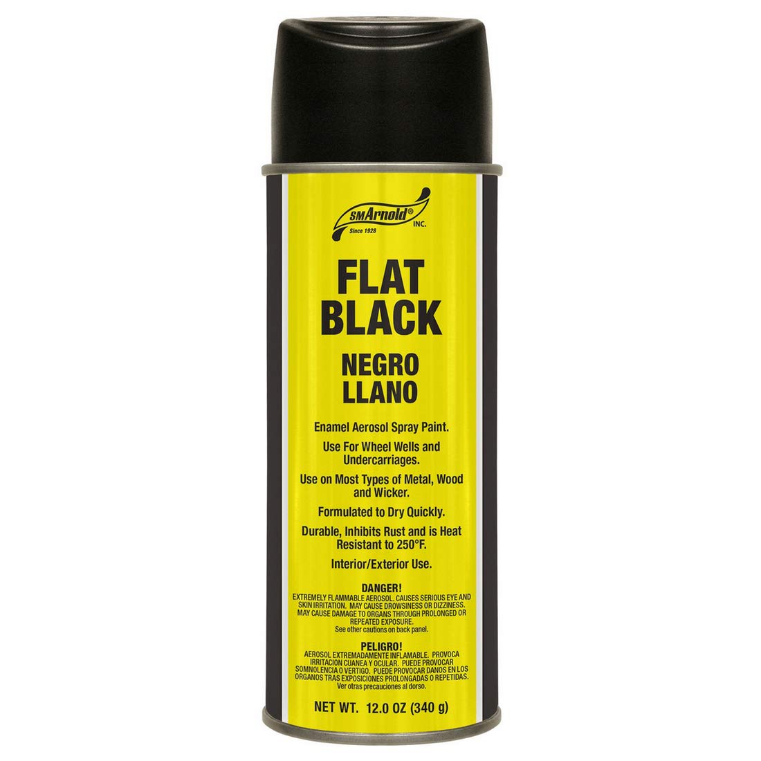 SM Arnold (66-104) Enamel Spray Paint, Flat Black Enamel - 12 oz.
