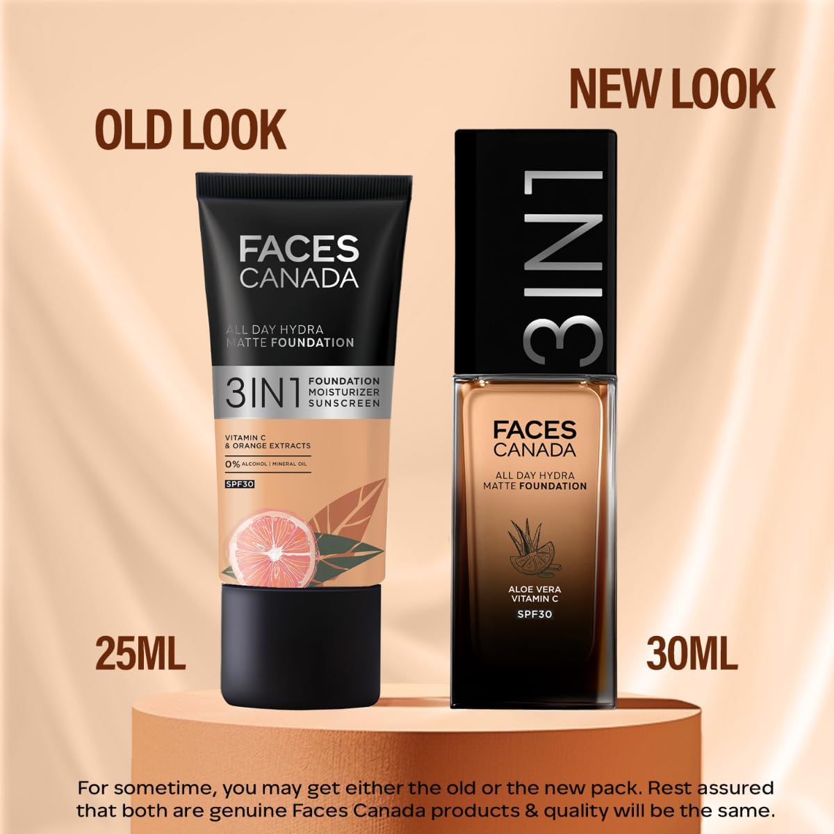 FACES CANADA All Day Hydra Matte Foundation | 3-in-1 Foundation + Moisturizer + SPF 30 | 24 HR Aloe Hydration & Vitamin C | 10HR Long Wear | Medium to High Buil