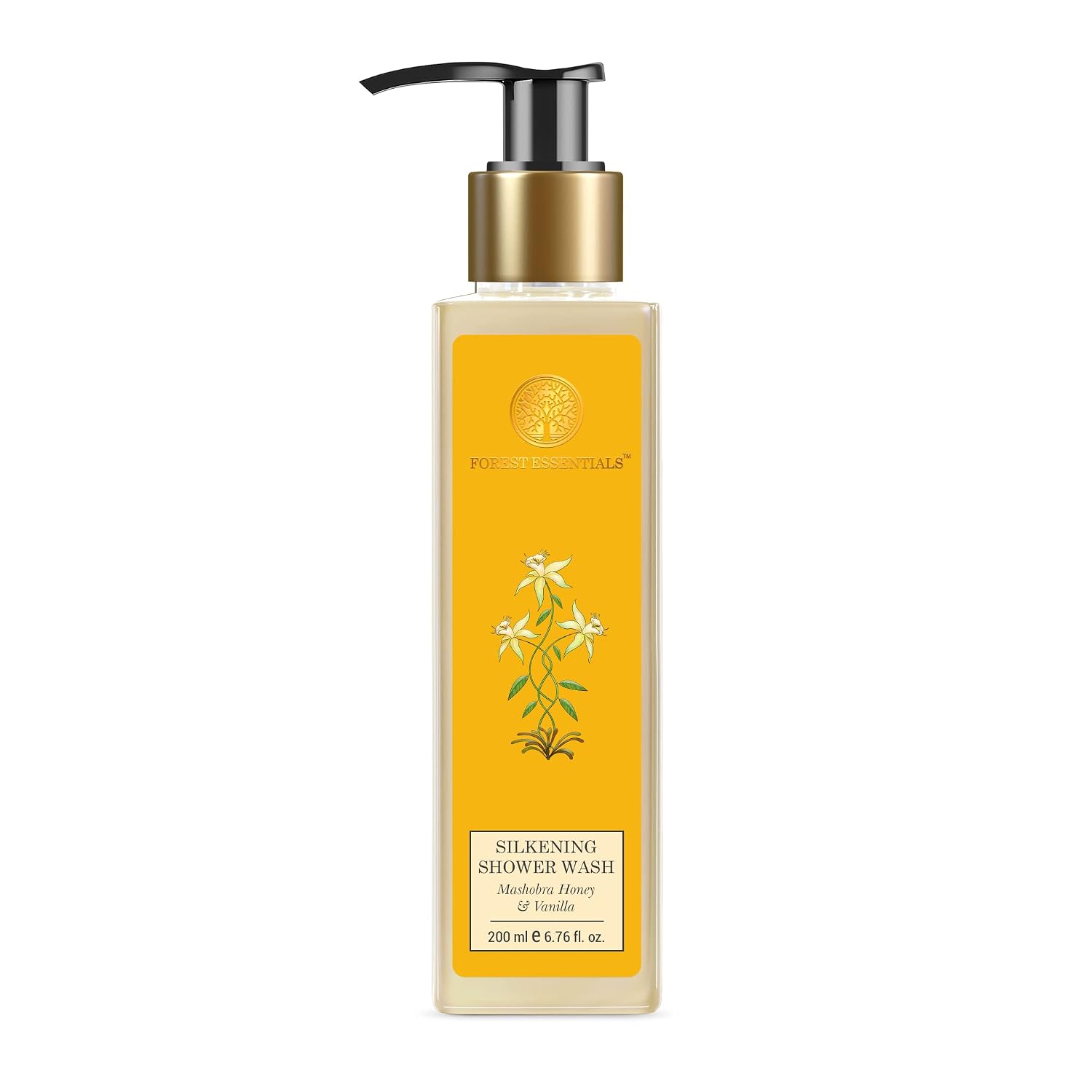 Forest Essentials Silkening Shower Wash Mashobra Honey & Vanilla | Sulphate-Free Ayurvedic Body Wash | Softens, Scents & Hydrates Skin