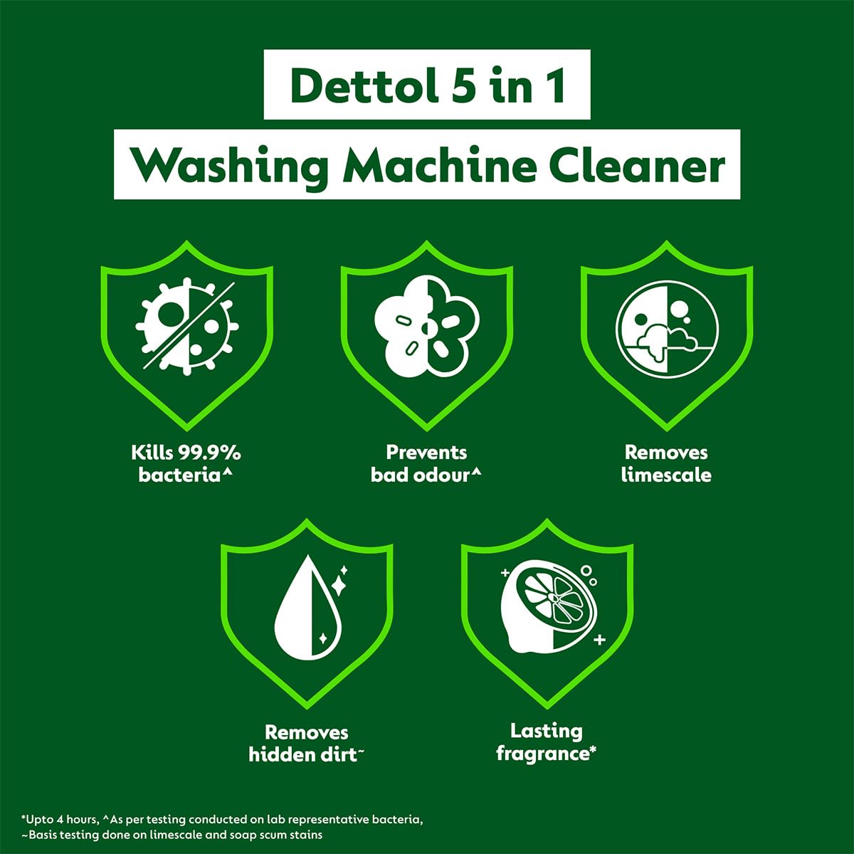 Dettol 5 in 1 Washing Machine Cleaner Lemon 250ml (Pack of 5)