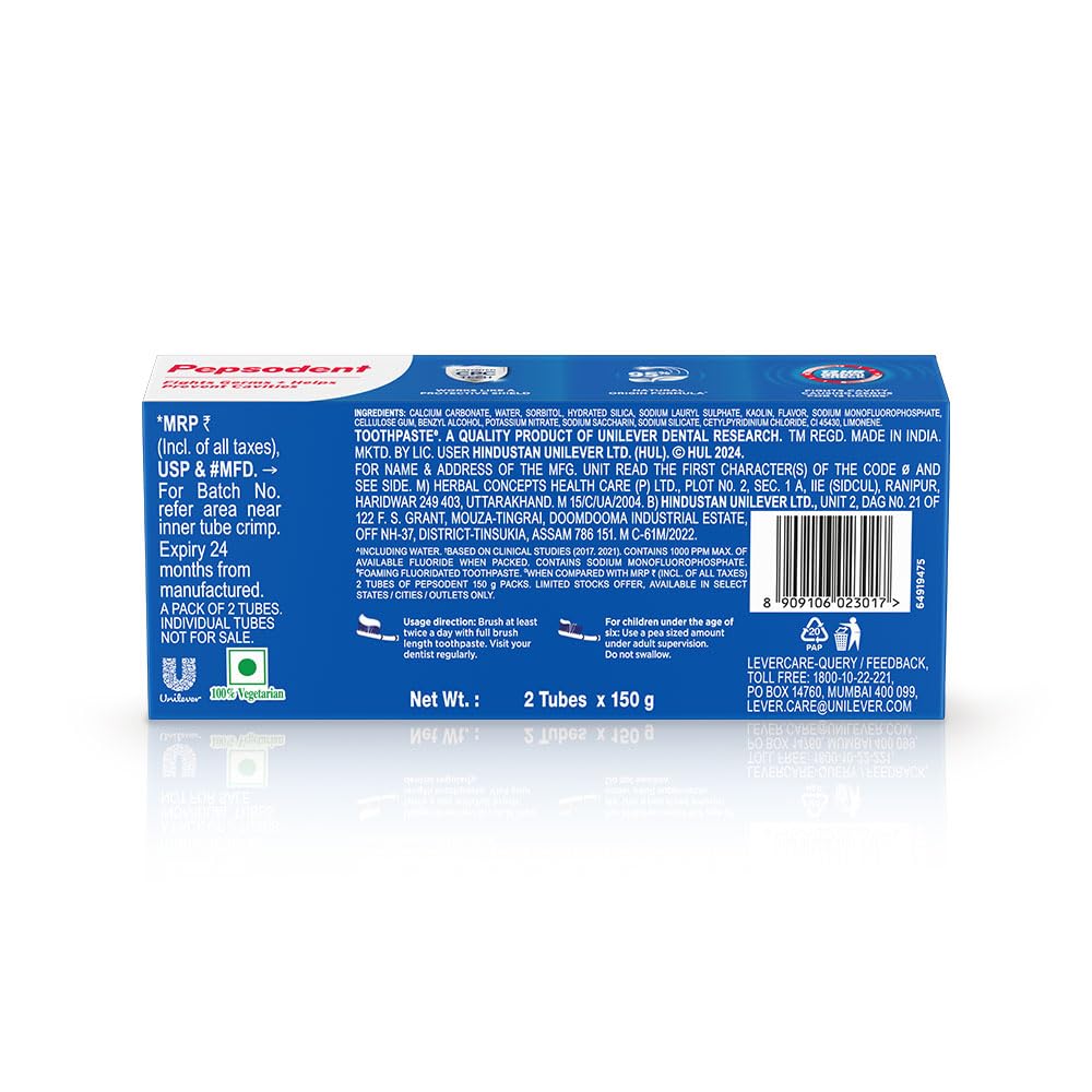 Pepsodent Germicheck Anti cavity Toothpaste | 12 HR protection from cavity germs | Mint flavour|| Multipack_300G (150g*2) 300 g (Pack of 1)