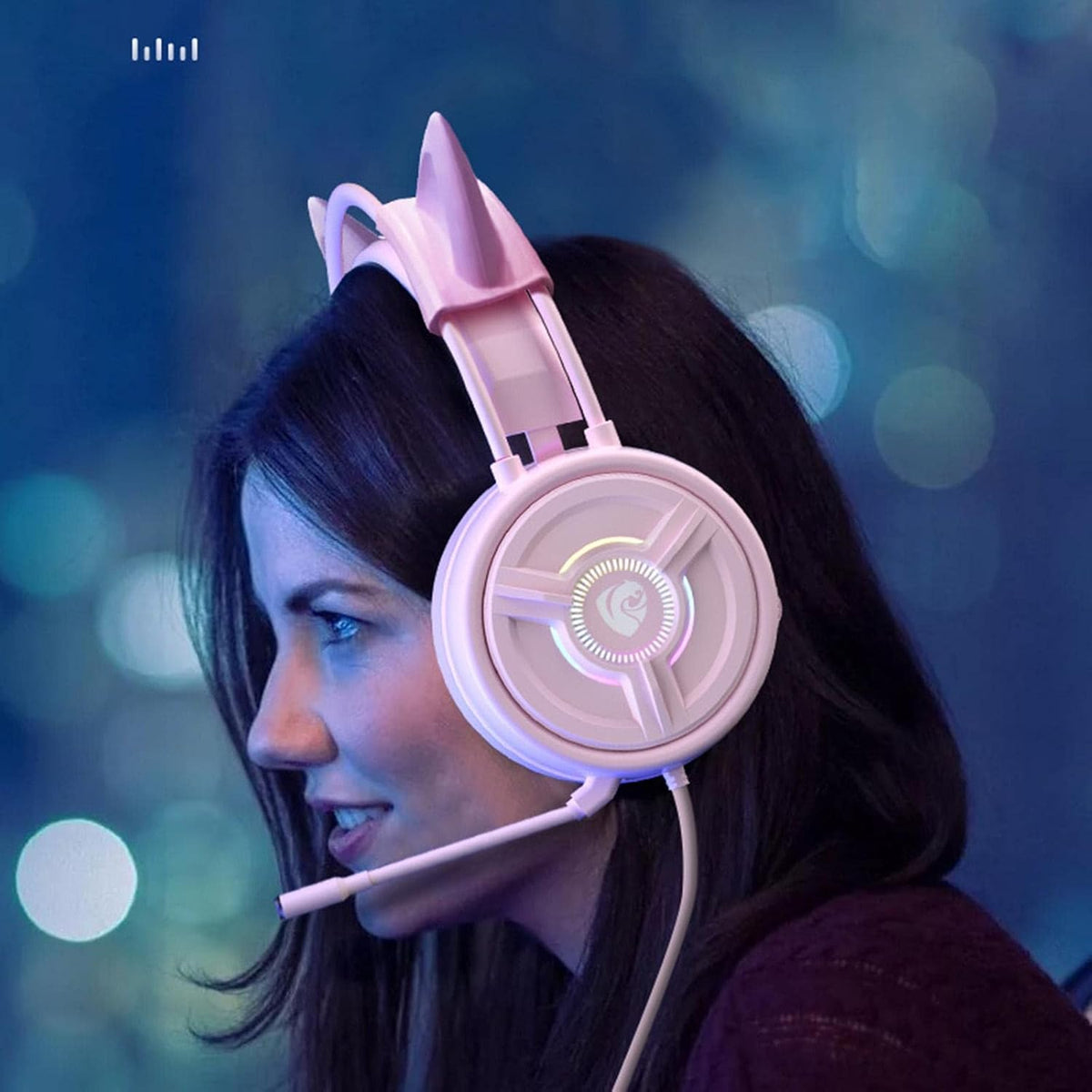 ATORSE Psh-200 3.5Mm Gaming Headset Headphone W/Mic for Pc Laptop Pink Cat Ear