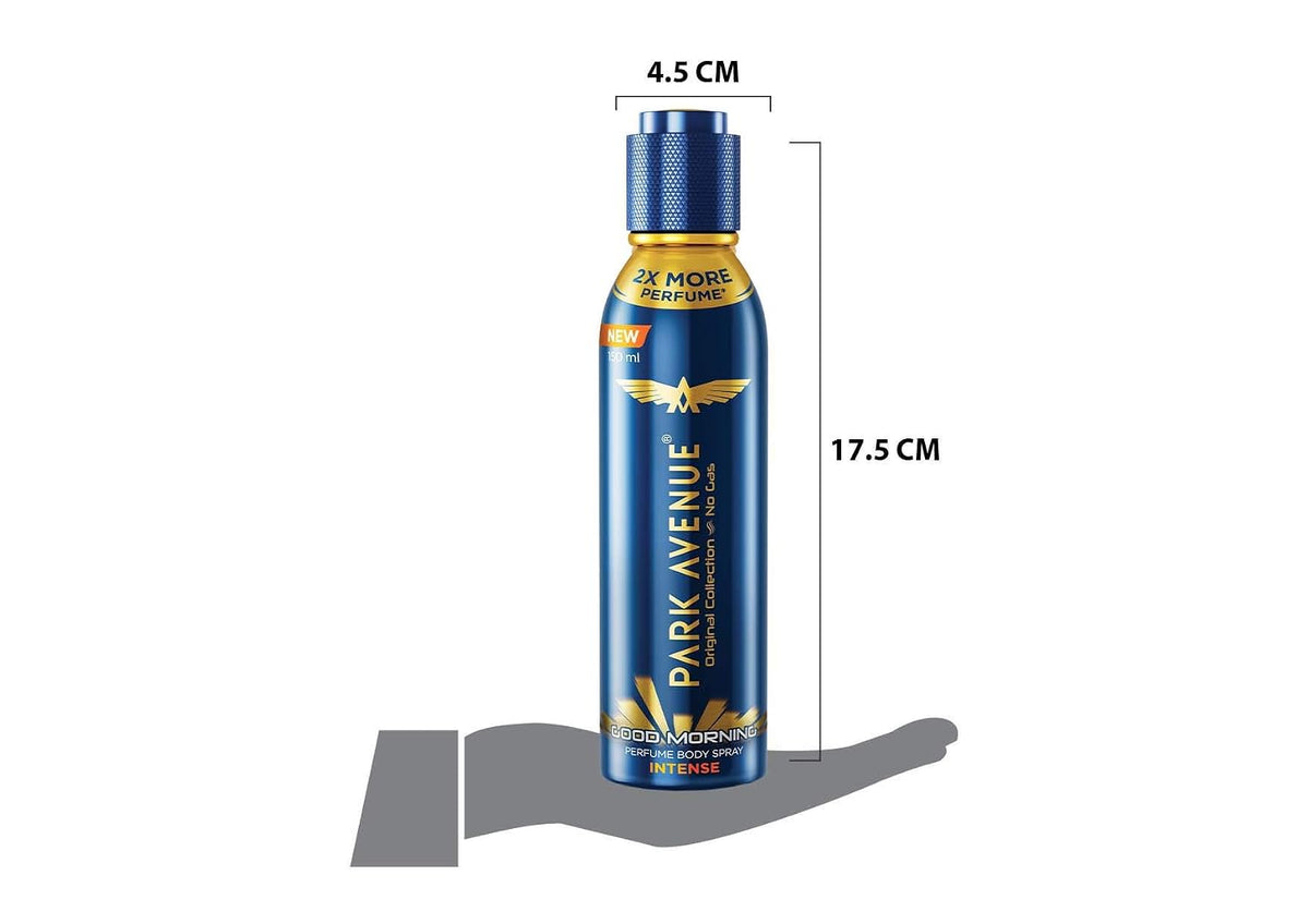 Park Avenue Liquid for Good Morning Intense NO GAS Perfume For Men Fresh Long Lasting Fragrance 130ml, Blue Spray
