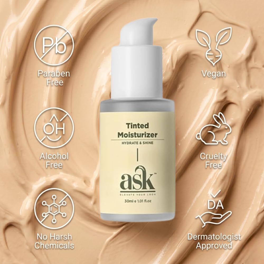 ASK Tinted Moisturizer Cream for Men 30ml | BB Cream | Improves Uneven Skin Tone | Lightweight | Non-Greasy | Hydrating Face Cream | Long-Lasting | All Skin Typ