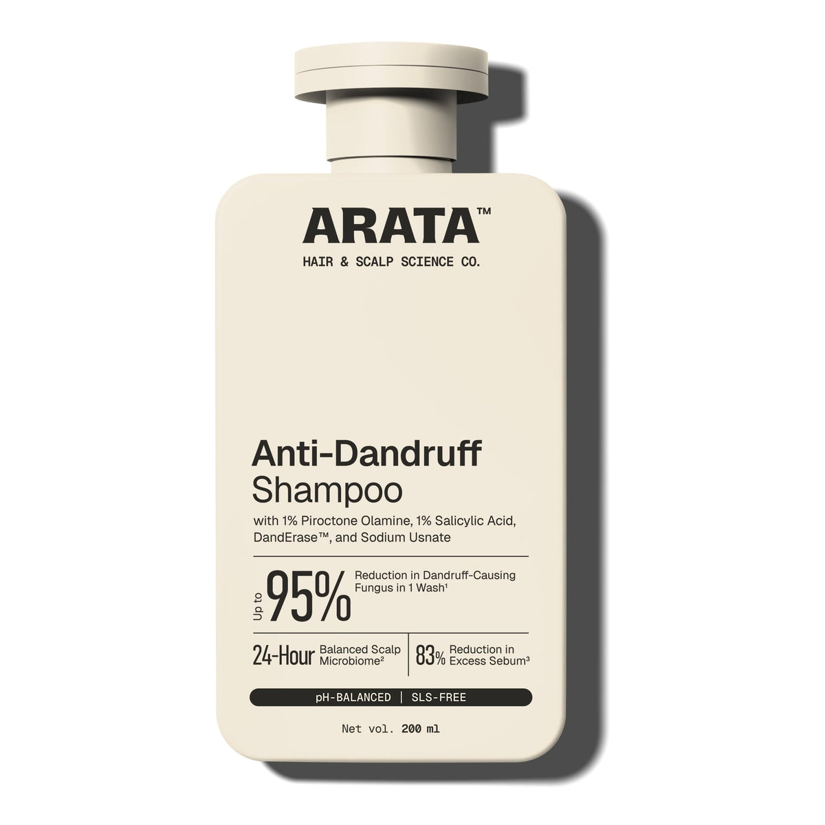 Arata Anti-Dandruff Shampoo | With Neem, Tea Tree Oil & Piroctone Olamine | Up to 100% Dandruff Reduction| Helps Remove Flakes And Itching| Shampoo For All Hair