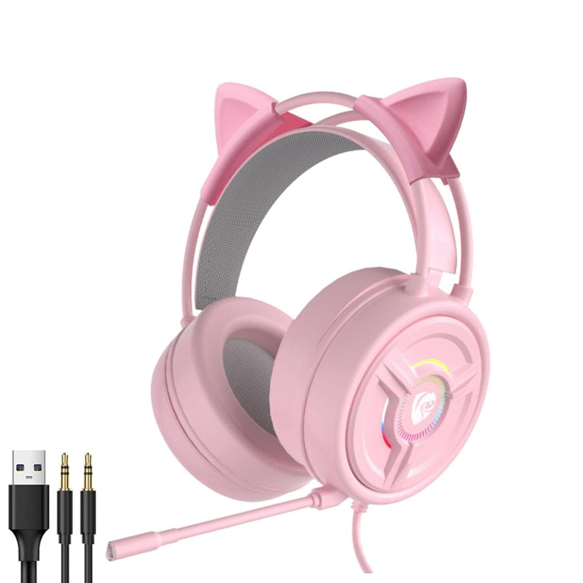 ATORSE Psh-200 3.5Mm Gaming Headset Headphone W/Mic for Pc Laptop Pink Cat Ear