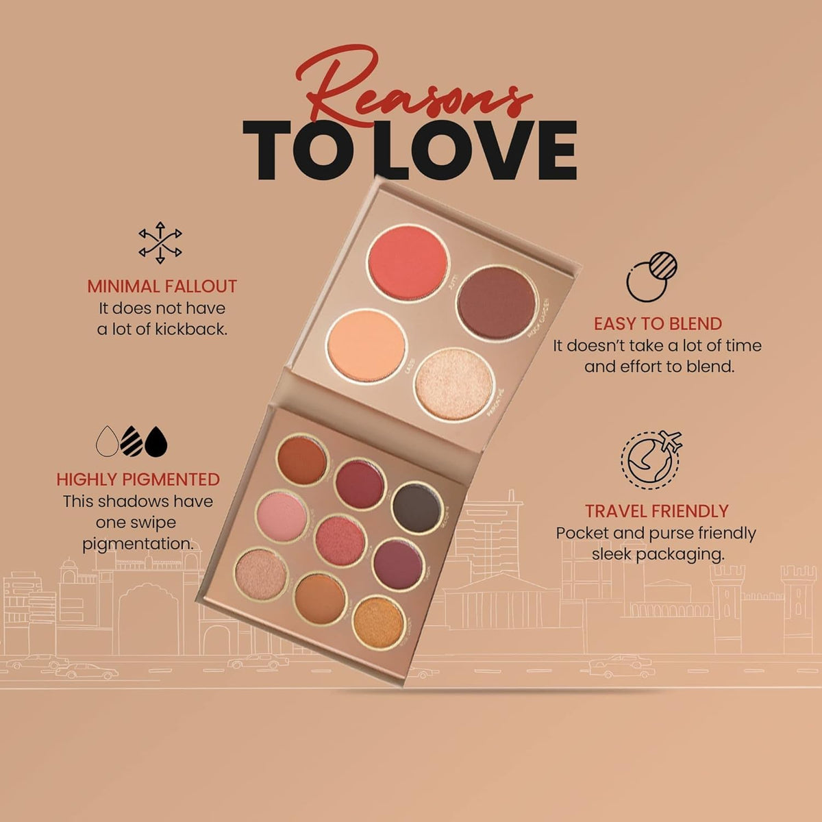 MARS The City Paradise Makeup Kit, 9 Eyeshadow Palette with Highlighter, Blusher, Bronzer, Compact Powder, Highly Pigmented, 16.0 gm (07-Jaipur)