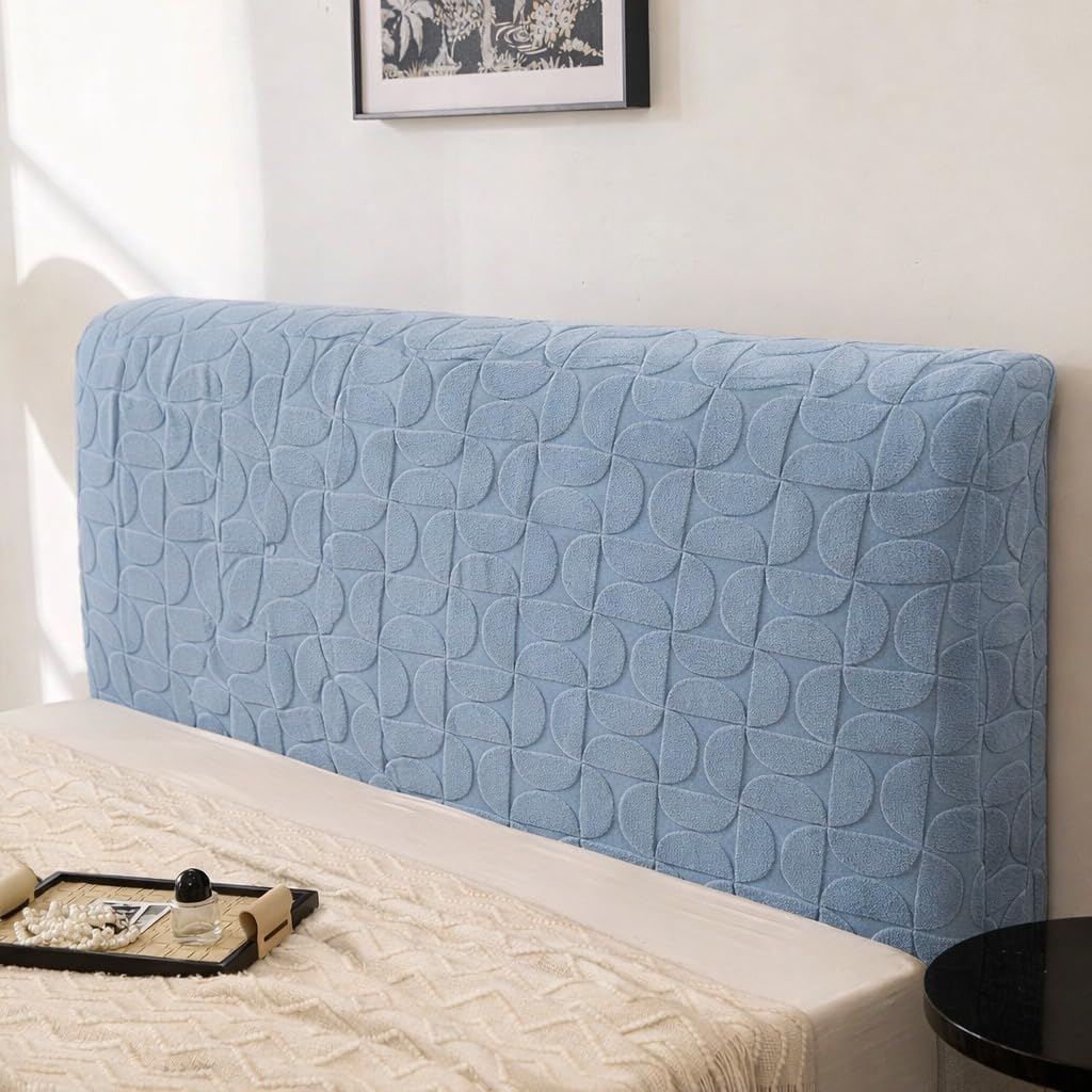 HOMETHREADS Stretchable Lycra/Velvet Headboard Cover | Soft, Dust-Proof & Wrinkle-Resistant Bed Back Protector | Fits Leather, Wooden & Fabric Bedsides | for7ft