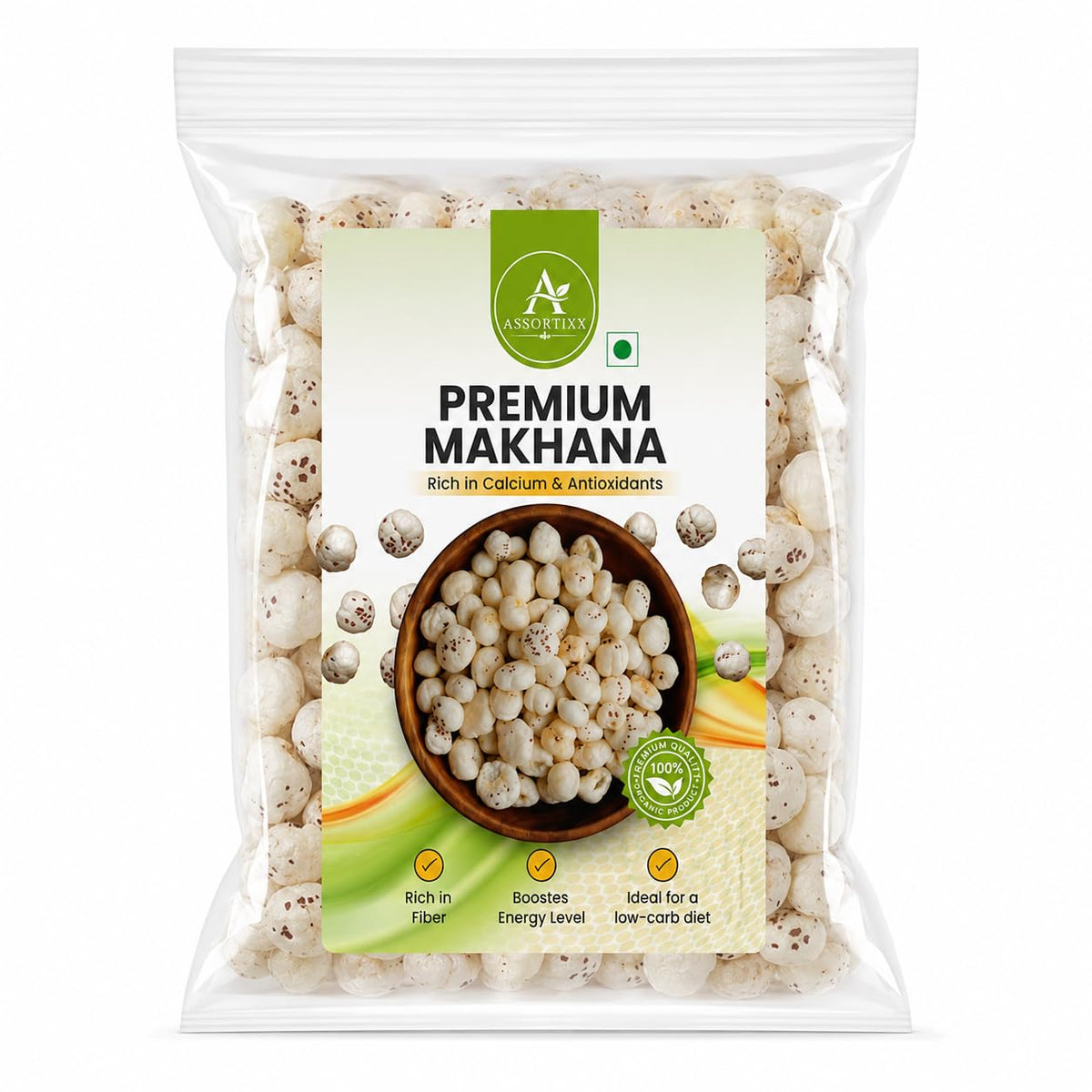 ASSORTIXX Premium Raw Phool Makhana 500gm| Authentic Bihari Jumbo Makhana | Phool Makhana for Prasadam | 100% Natural & Gluten-Free Foxnuts | Gorgun Nuts | Raw