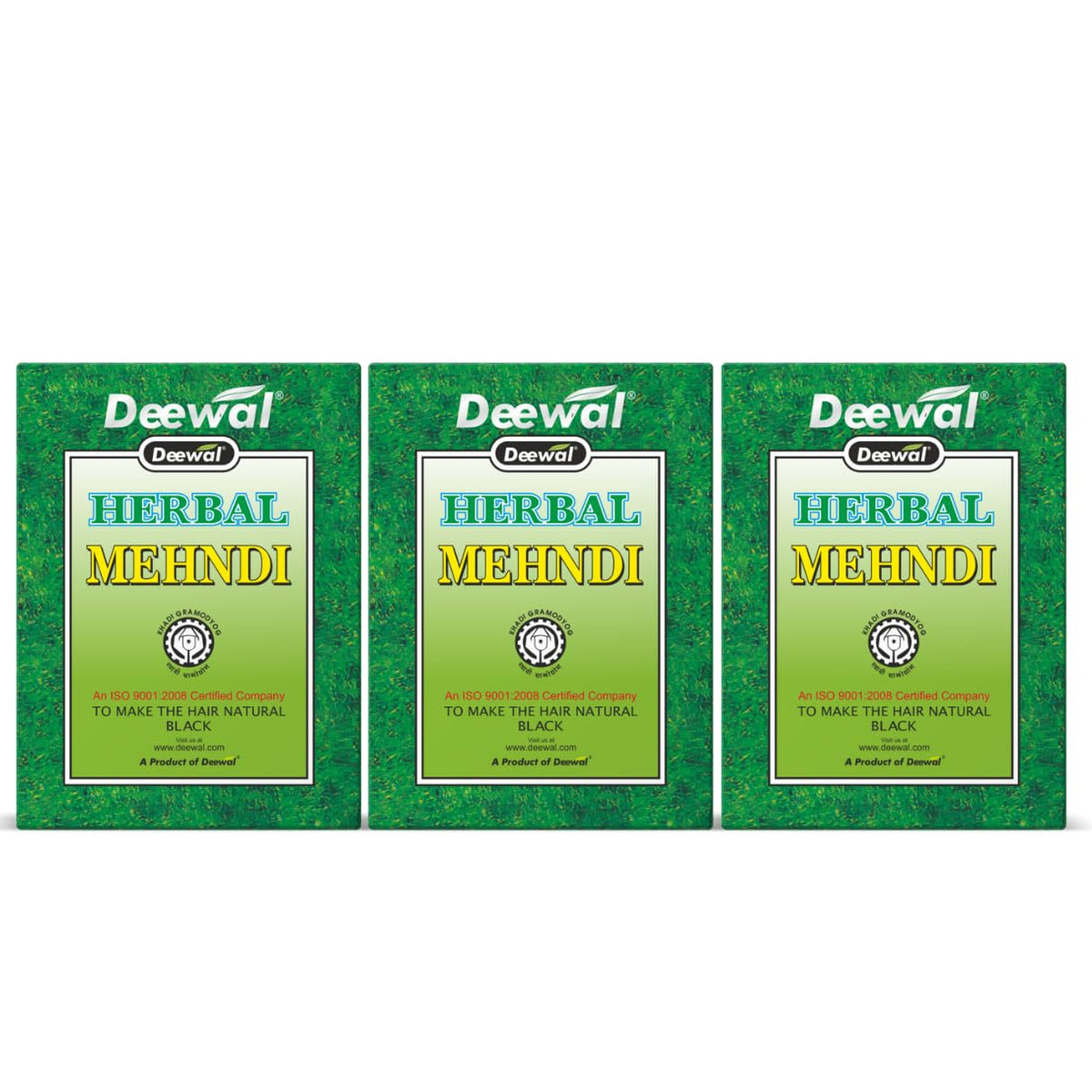 Deewal Herbal Khadi Mehndi Powder – Hair Color & Conditioning, 240g (Pack of 3) | With Amla, Bhringraj, Neem & Shikakai | For Men & Women Black Pack of 3