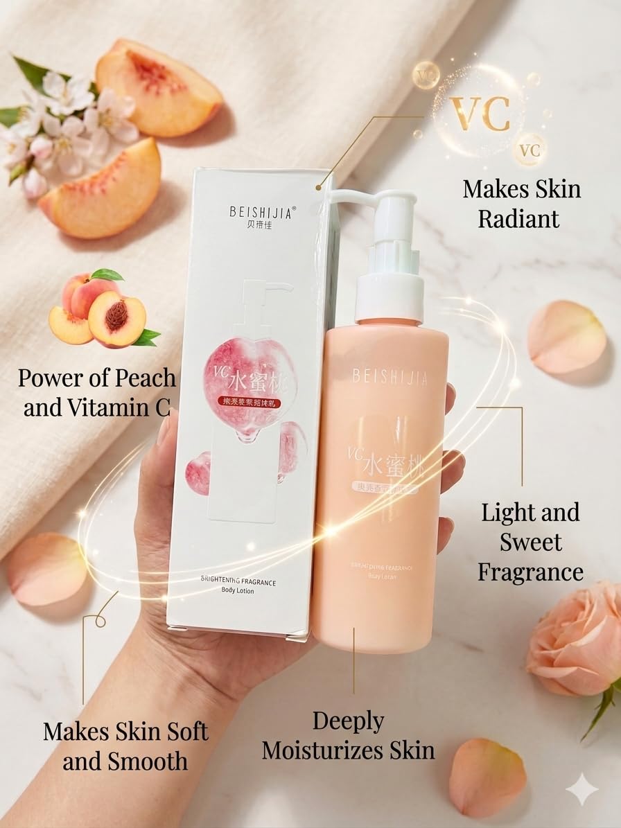 VC Brightening Fragrance Body Lotion || Peach Extract, Vitamin C, Brightening, & Deep Hydration || For Moisturize, Nourish & Glowing skin || For Men & Women ||