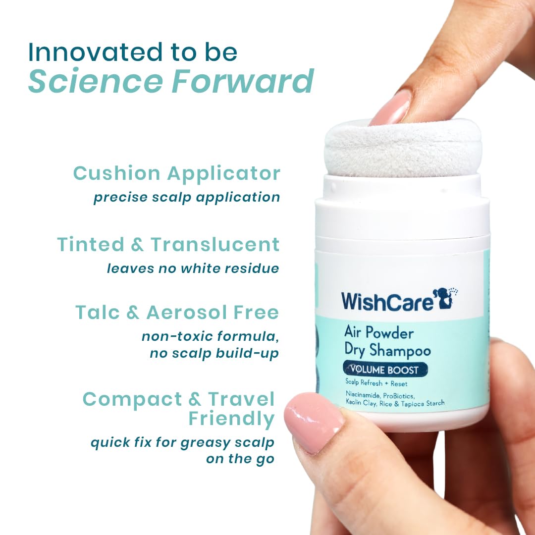 WishCare Dry Shampoo Powder | Oily Hair & Scalp | Niacinamide, Probiotics, Kaolin & Starch | 0.35 oz (10 g)