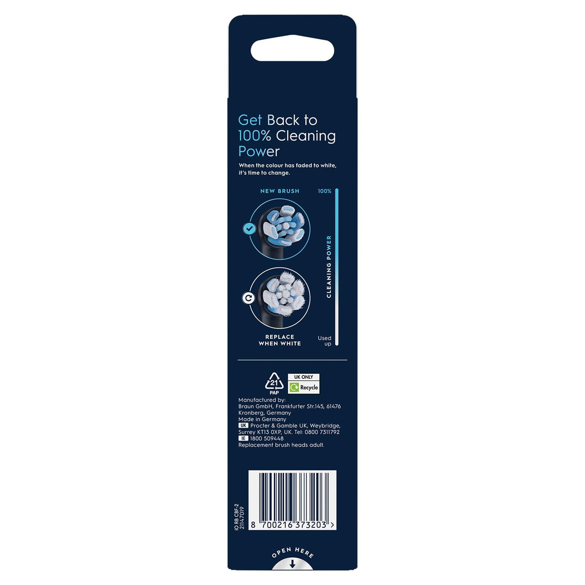 Oral B ORIGINAL iO Electric Toothbrush Ultimate Clean Replacement Brush Heads, Tuft-in-Tuft Bristle Technology, Pack of 2 Refills, For professional cleaning and