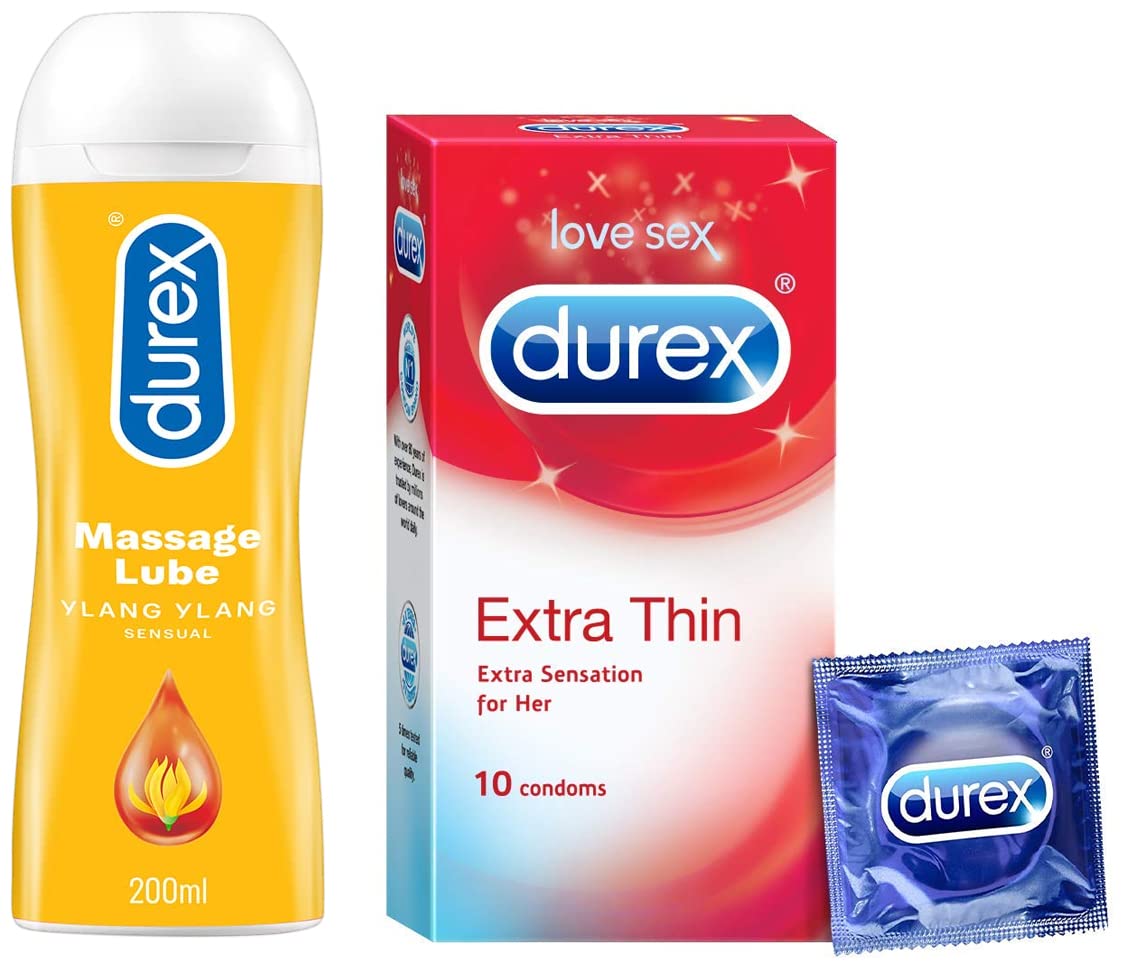Durex Pleasure Pack (Durex Sensual 200ml, Extra Thin 10s)