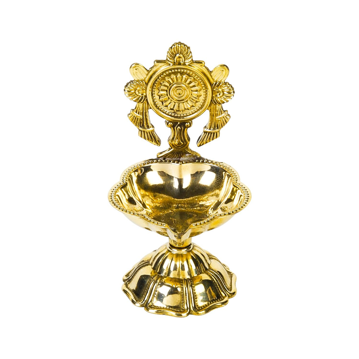 Klassic 4.5 Inch Swastik Akhand Diya with Borosilicate Glass Shade | Pure Brass Oil Lamp for Mandir, Daily Puja, Pooja Room, Diwali, Prayer, Wick Holder Festive