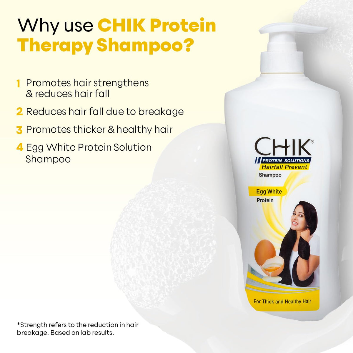 CHIK Protein Solution Hairfall Control Shampoo | Enriched with Egg White Protein for Strong, Thick and Healthy Hair, Promotes Growth and Reduces Hair Fall-1 lit