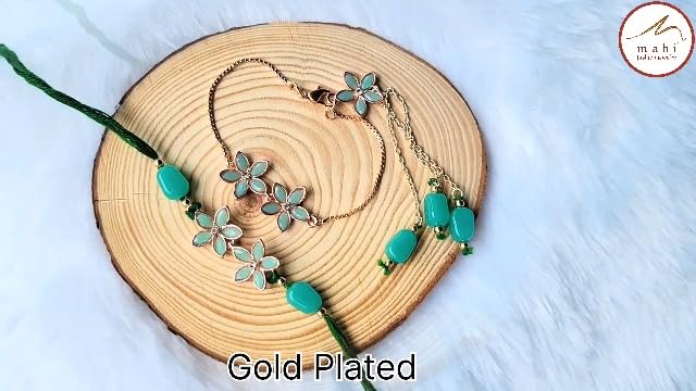Mahi Rakhi for Brother and Bhabhi - Colorful Crystals and Meenakari Work Bracelet Style Lumba Rakhi Set