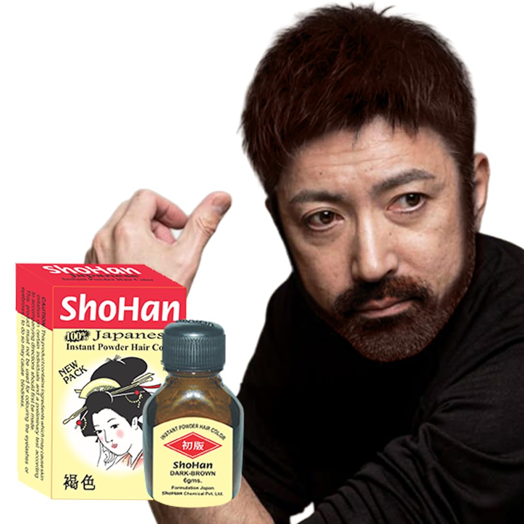 ShoHan Japanese Light Brown Hair Dye - MINIMUM BUY 6PC - 40+ Days Instant Colour Touch Up - Permanent Colour for Women - Powder For Men - Dye For Women Ammonia