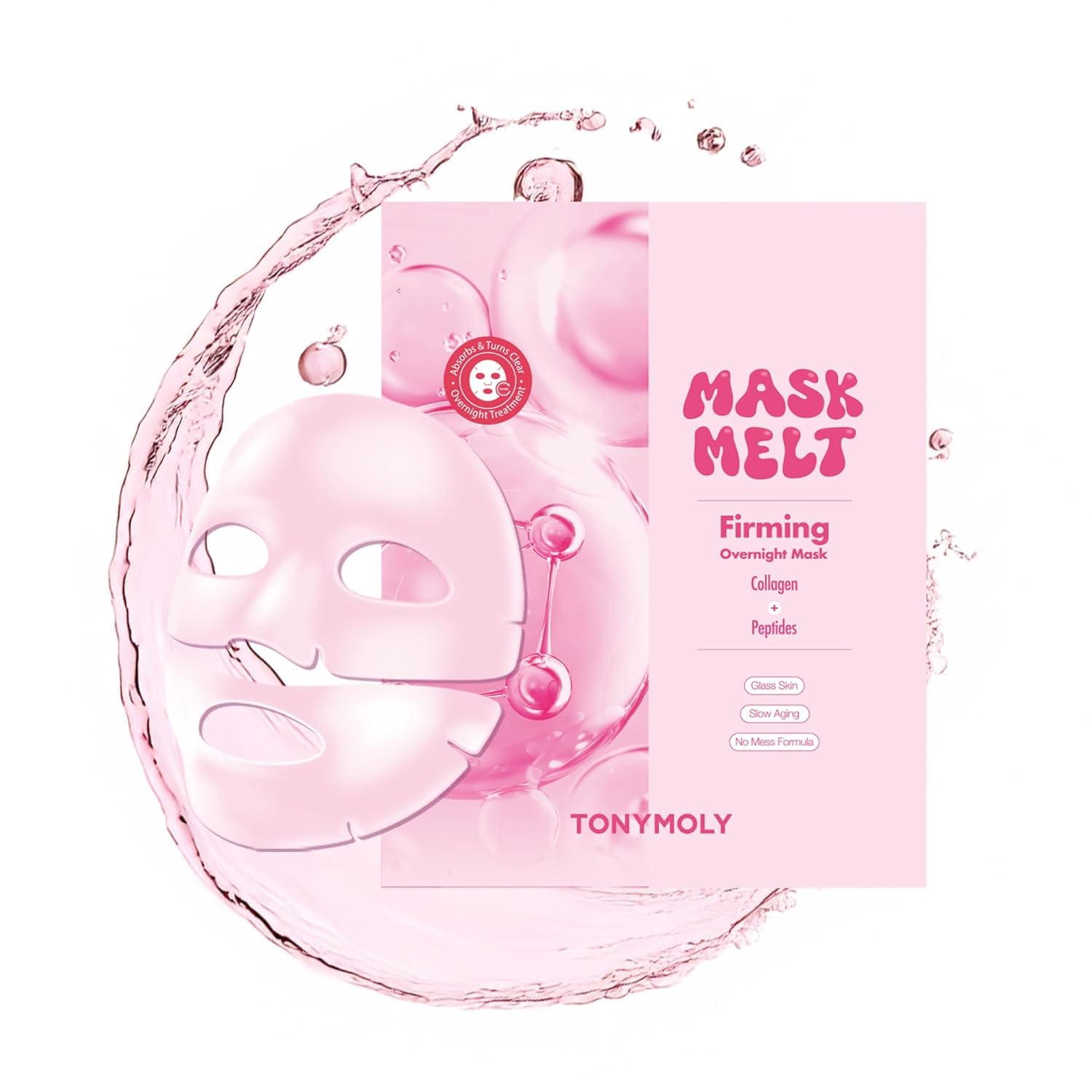 TONYMOLY Mask Melt Assorted Hydrogel Overnight Mask 4-Pack, Melt-On Face Masks with Collagen, Vitamin C + Rice, Vegan PDRN & Peptides for Hydration, Firming, Brightening & Smoothing