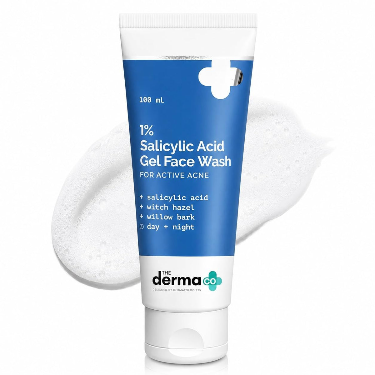 The Derma Co 1% Salicylic Acid Gel Face Wash with Salicylic Acid & Witch Hazel for Active Acne - 100 ml 100 ml (Pack of 1)